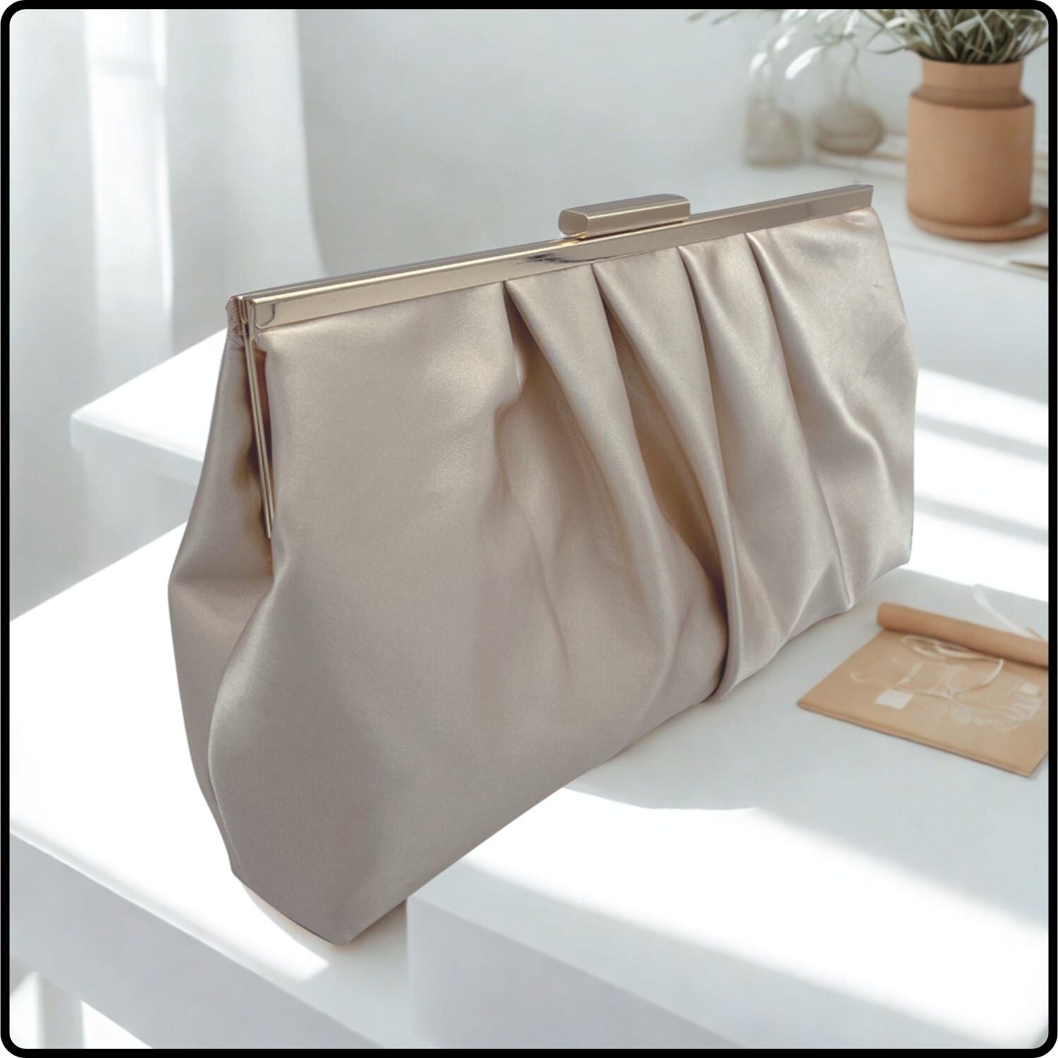 Mia Soft Touch Clutch Bag/Champagne-Mia-Champagne