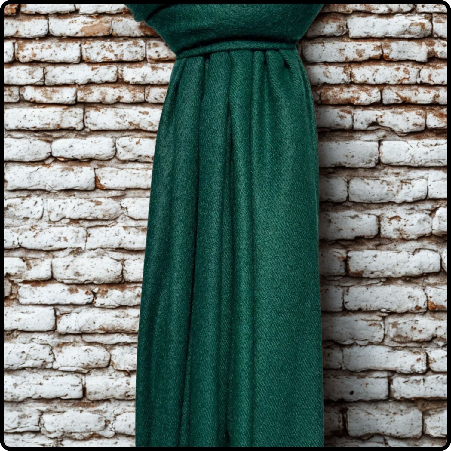 Plain wool mix scarf in forest green-SCPF