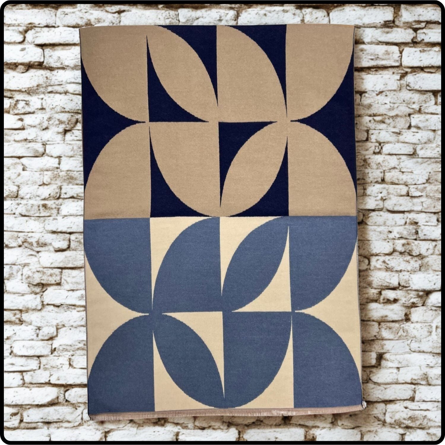 Retro print on cashmere blend scarf in Beige- SCRB