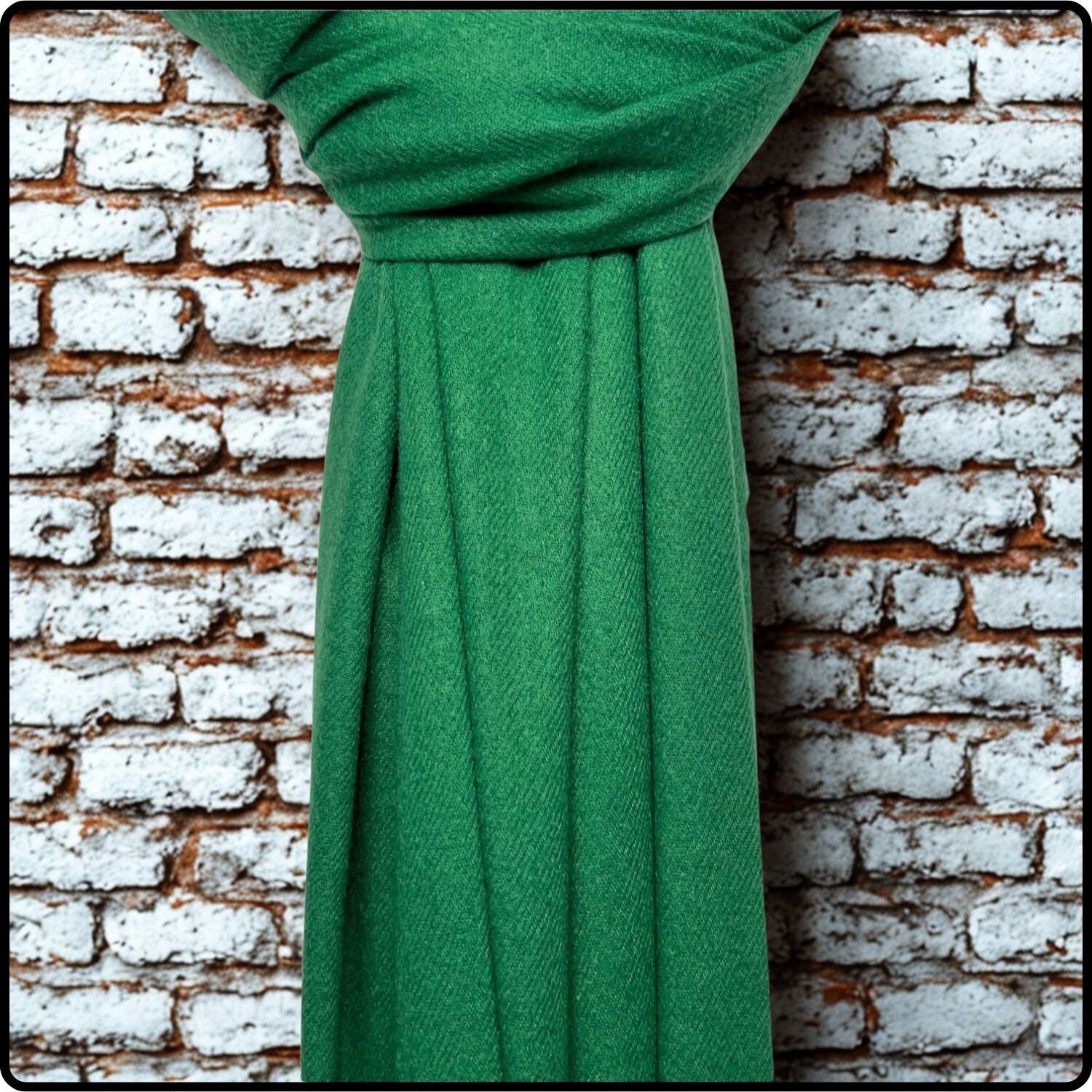 Plain wool mix scarf in green-SCGP