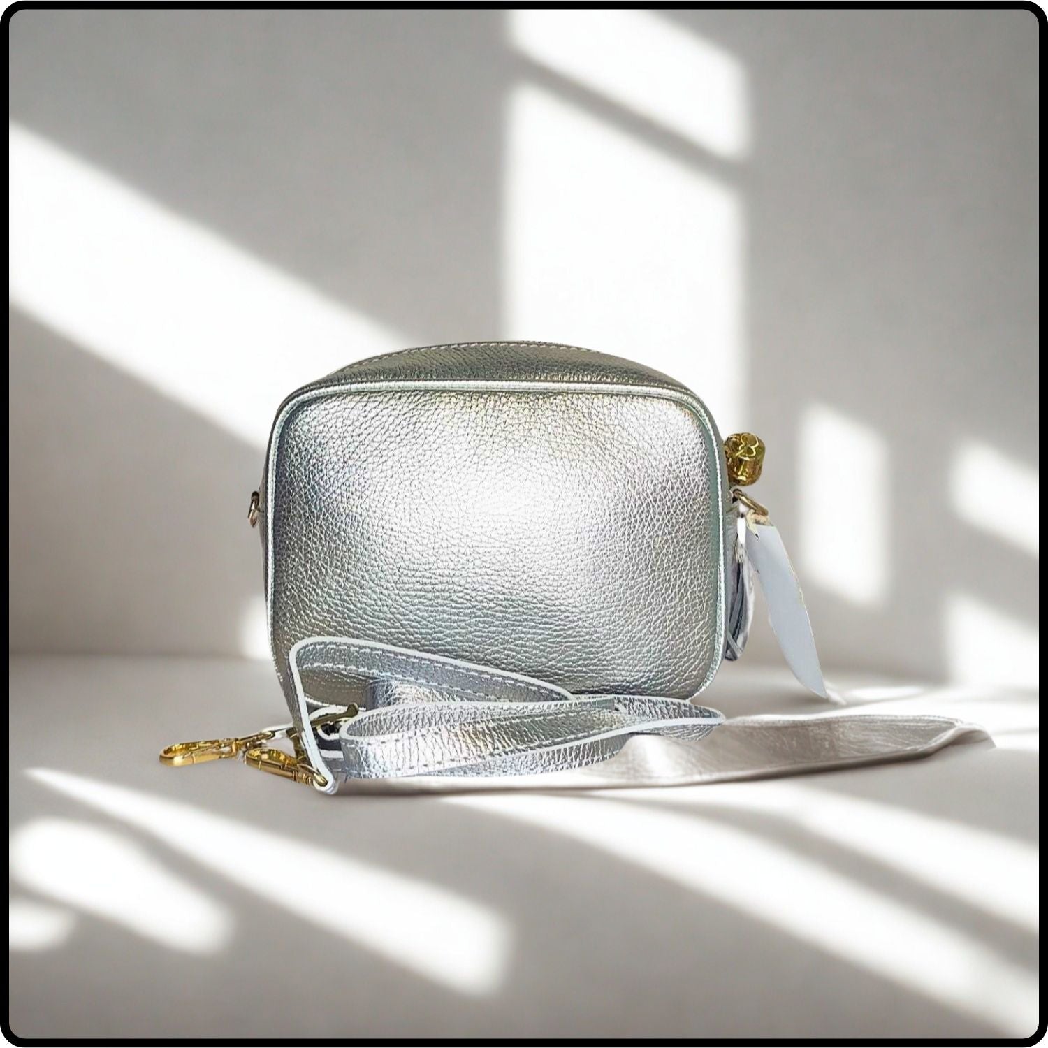 Leather Cross Body Bag Tassel- PS233-SILVER