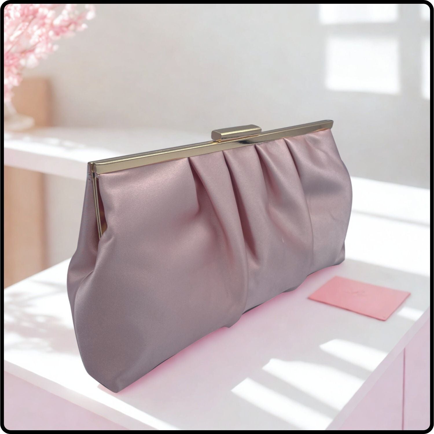 Mia Soft Touch Clutch Bag/Blush-Mia-Blush