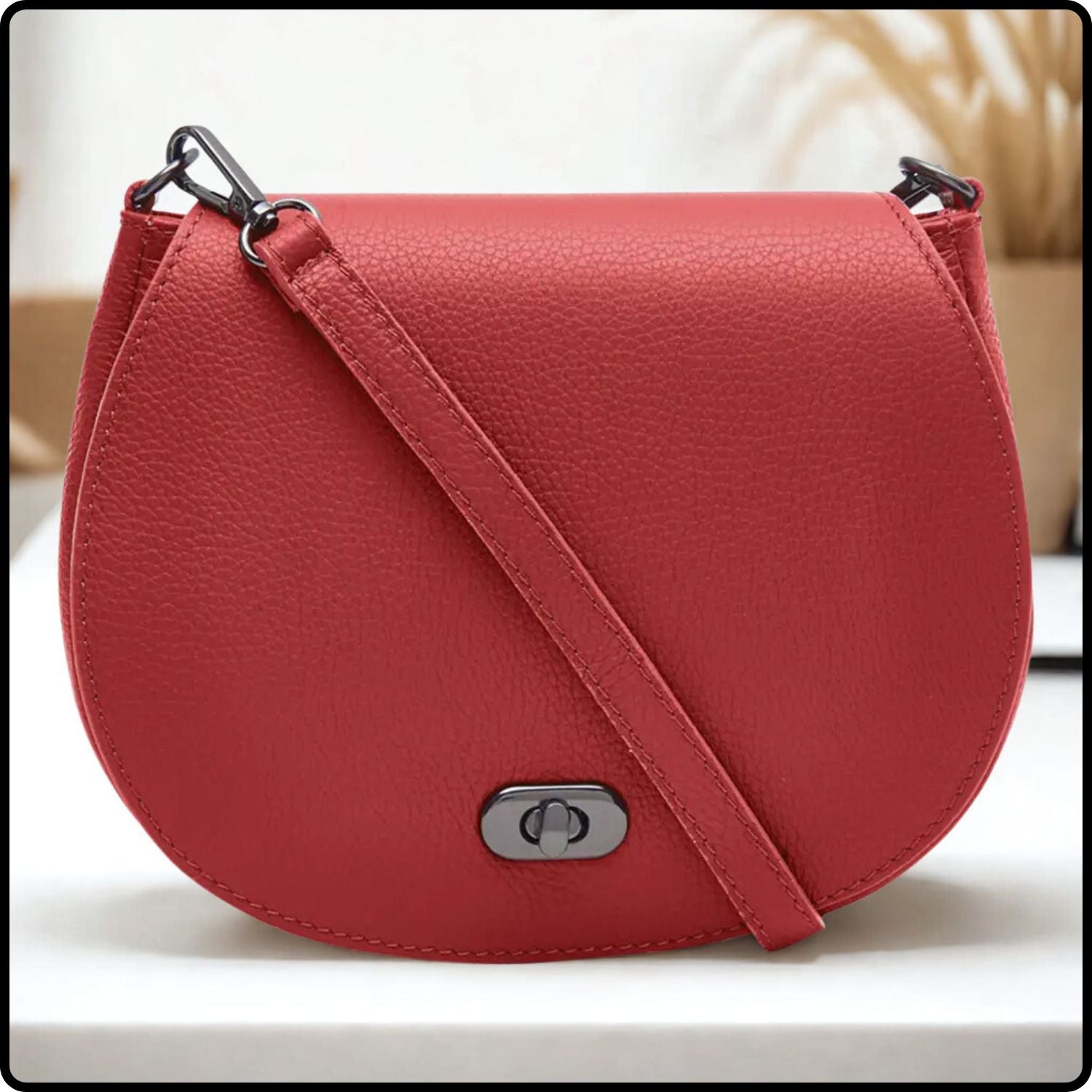 Soft Leather Shoulder Bag - PS249-BRIGHT RED