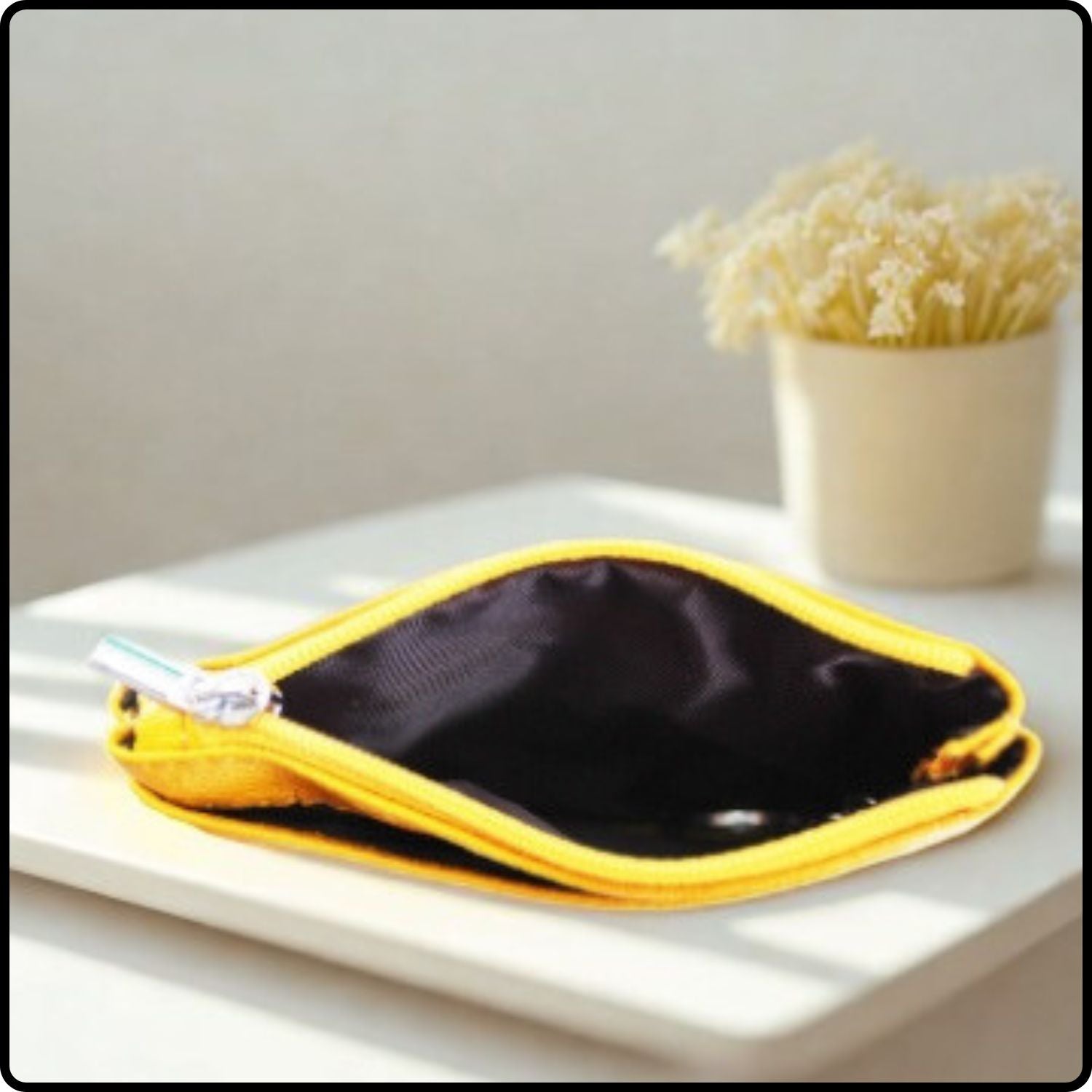 Leather Zipper Coin Purse - 001-YELLOW