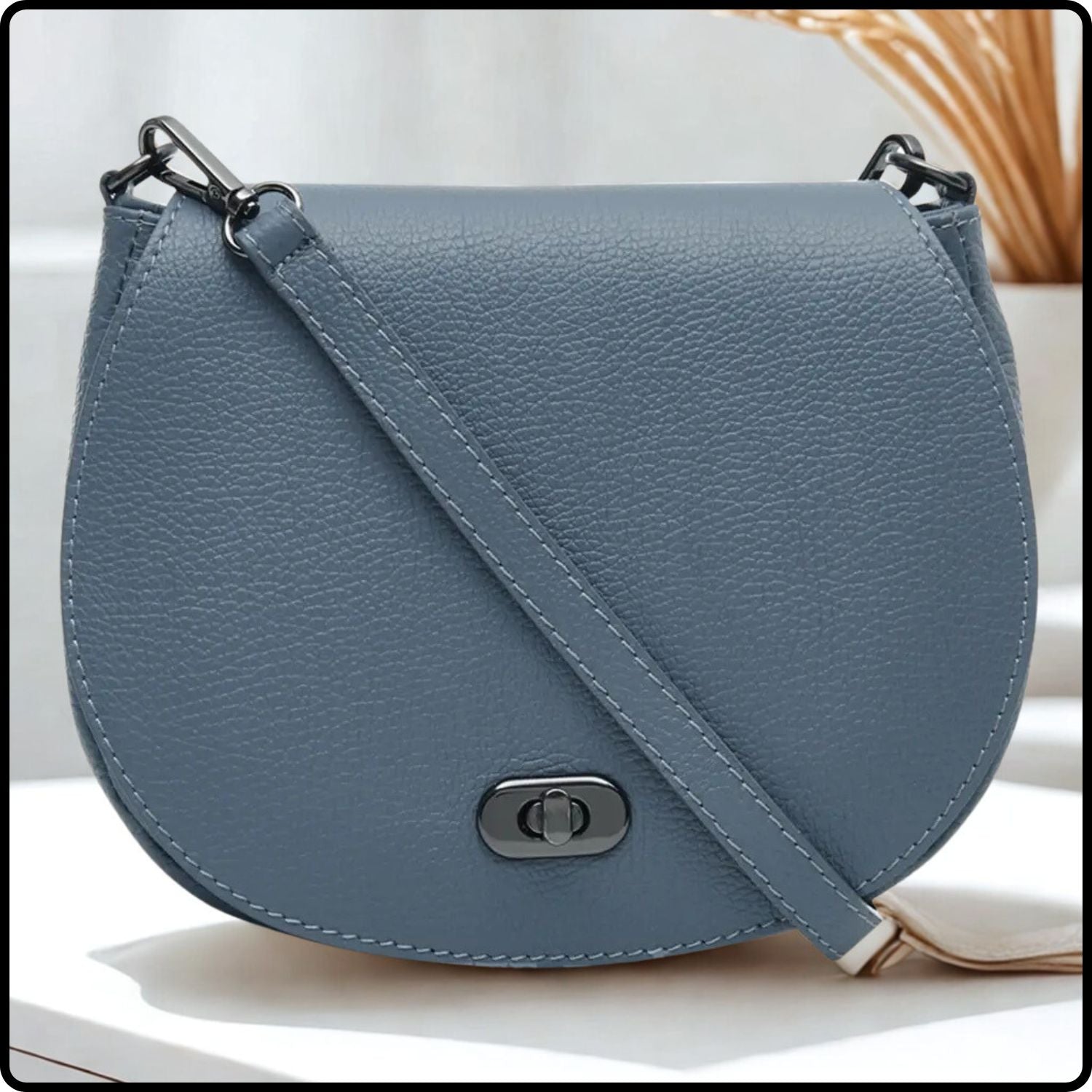 Soft Leather Shoulder Bag - PS249-DENIM BLUE