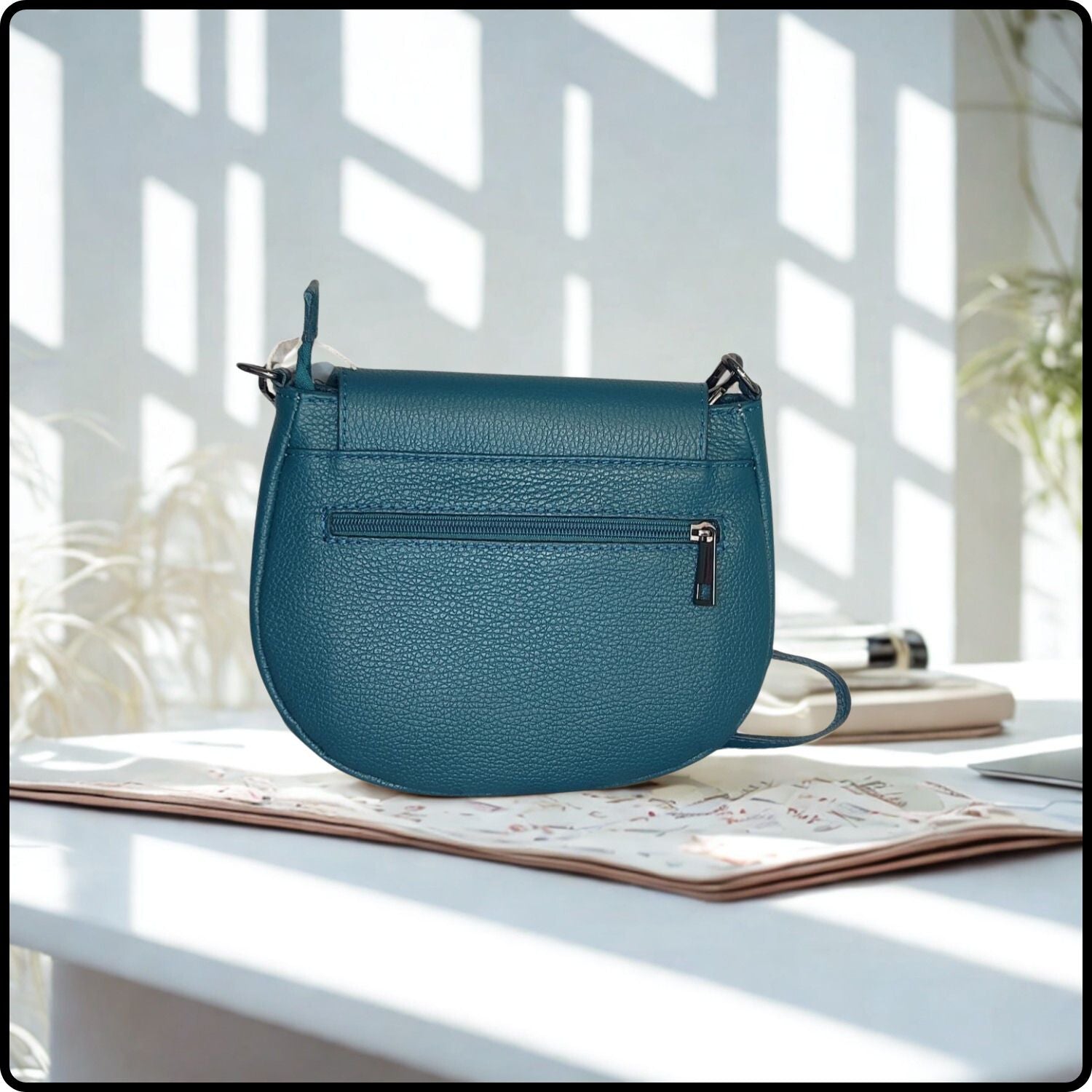 Soft Leather Shoulder Bag - PS249-DARK TEAL