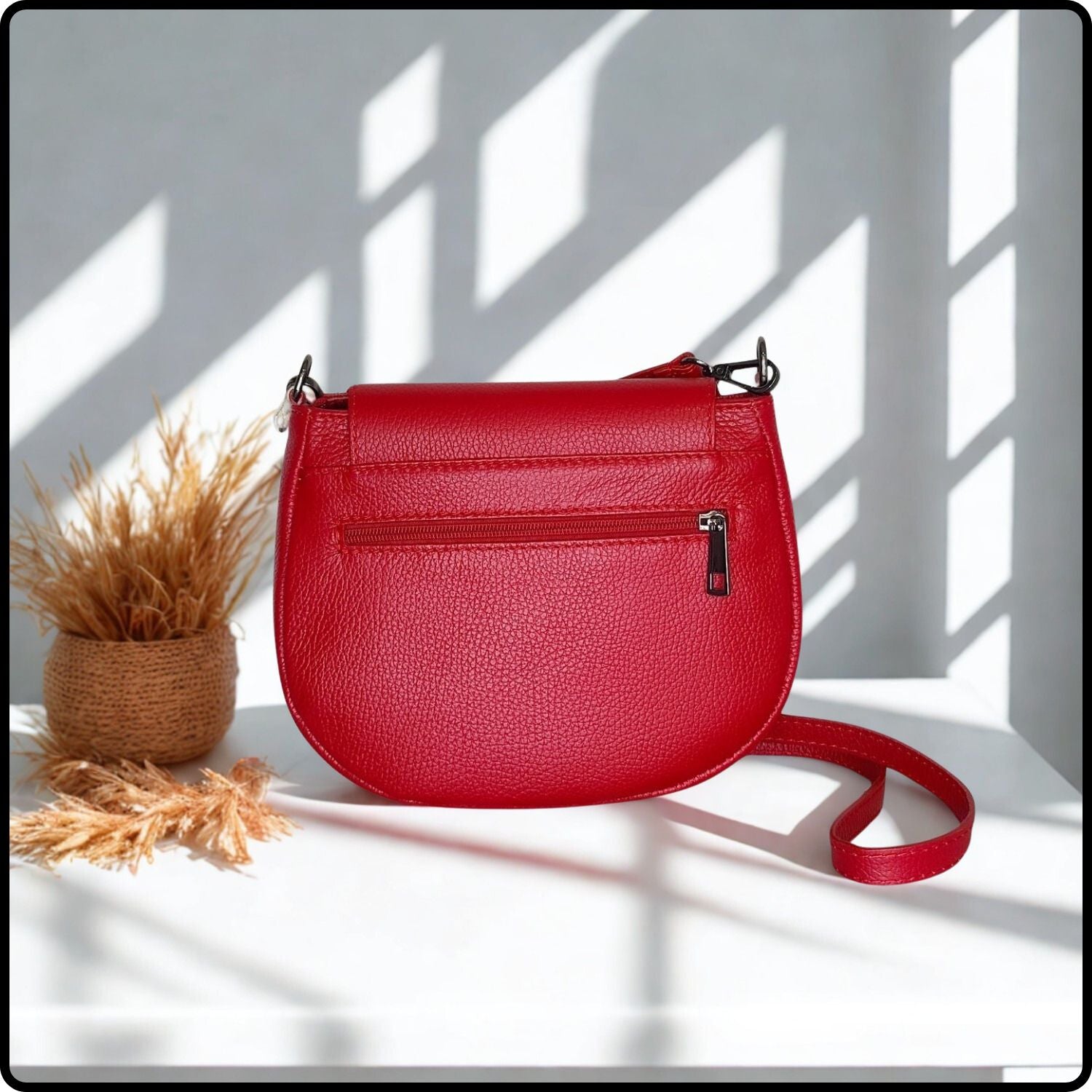 Soft Leather Shoulder Bag - PS249-BRIGHT RED