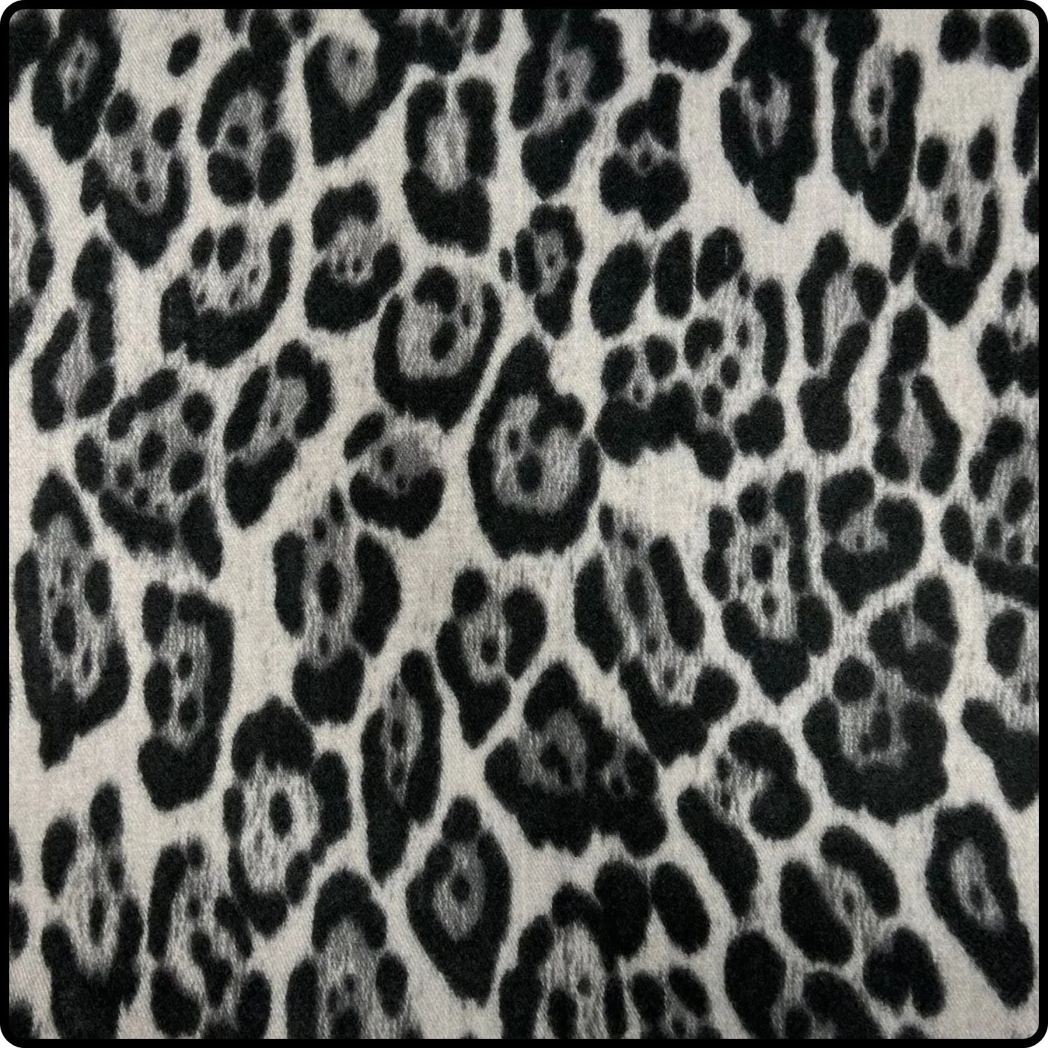 Wool blend leopard print scarf in black- SCBL