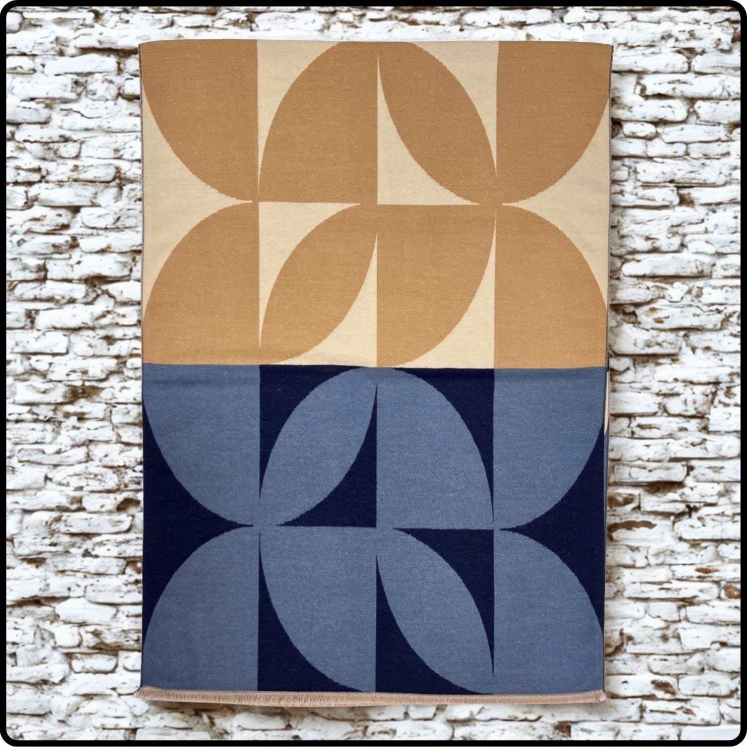 Retro print on cashmere blend scarf in Beige- SCRB