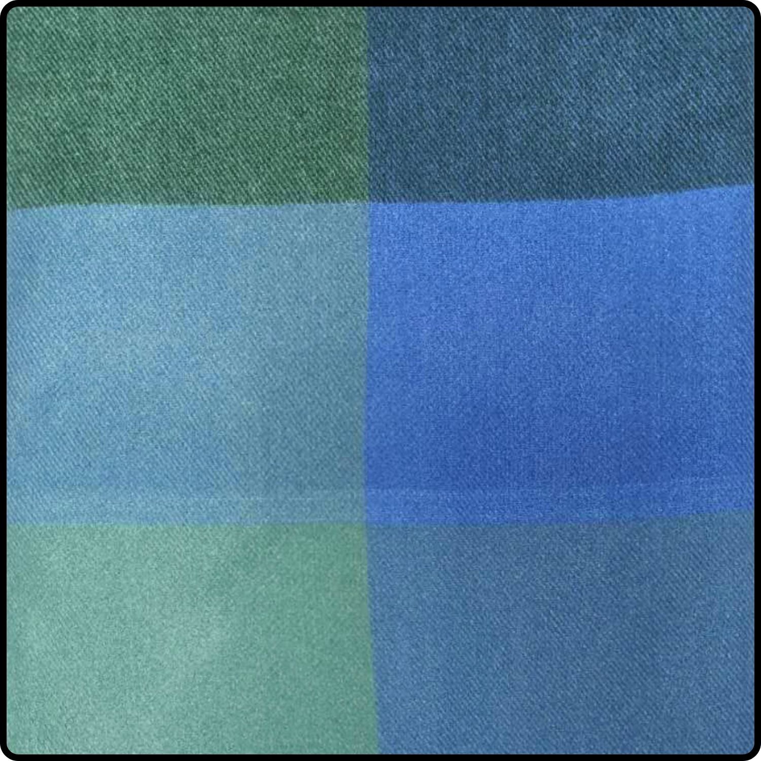 Wool blend mini check scarf with tassels in blues- SCBM