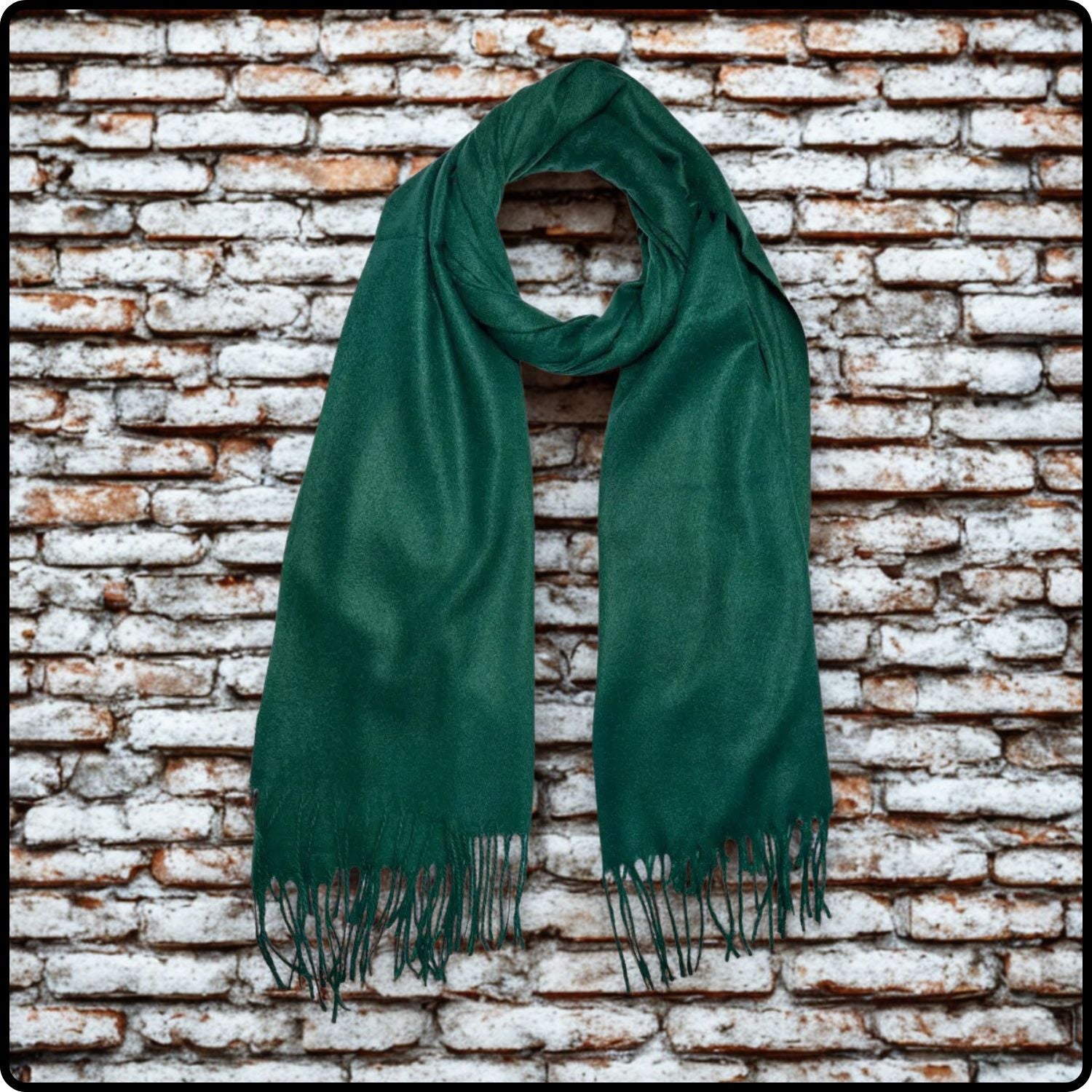 Plain wool mix scarf in forest green-SCPF