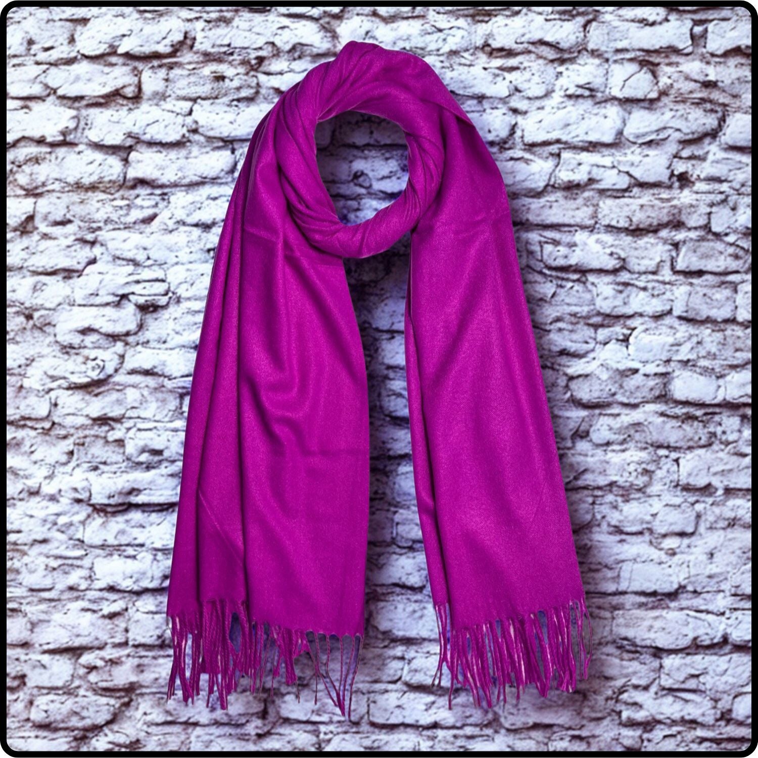 Plain cashmere blend scarf in Fuchsia-CB/Fuchsia