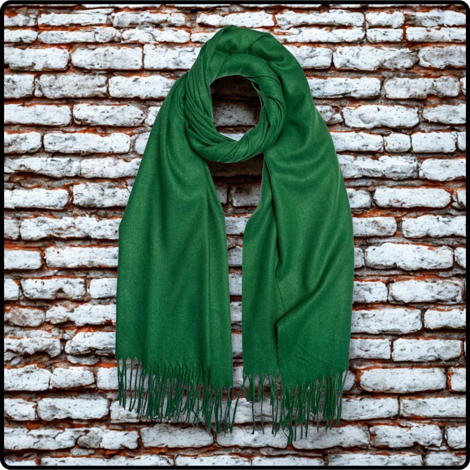 Plain wool mix scarf in green-SCGP