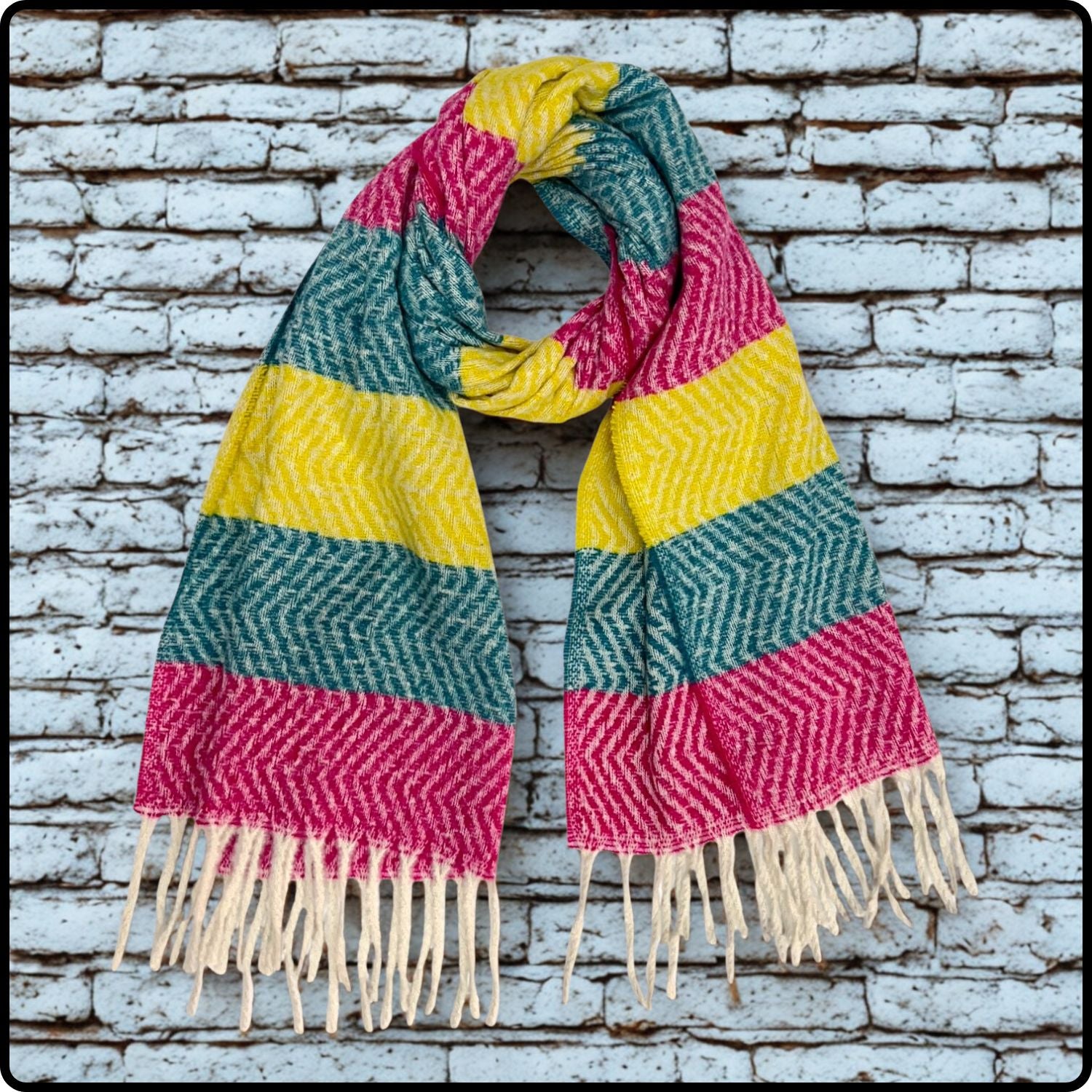 Multicoloured Striped Winter Wool Mix Scarf -MSWS