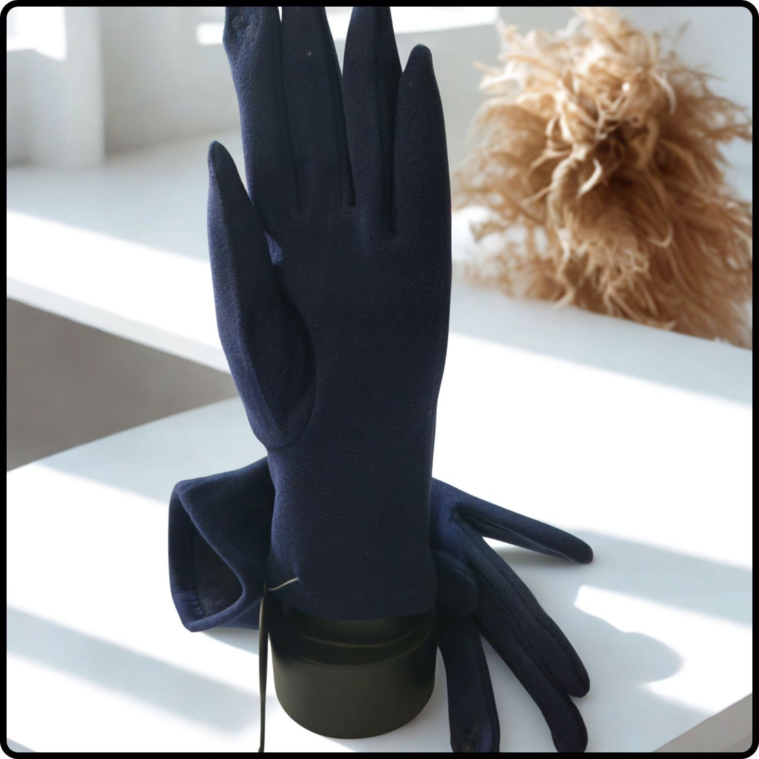 Dragonfly Suedette Fabric Touch Screen Gloves One Size in Navy-DGN