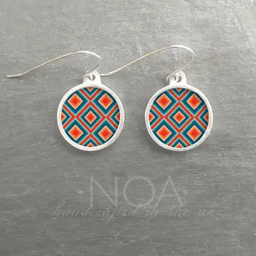 Ceramic and Stainless Steel Round Colourful Diamond Earrings-RCDE
