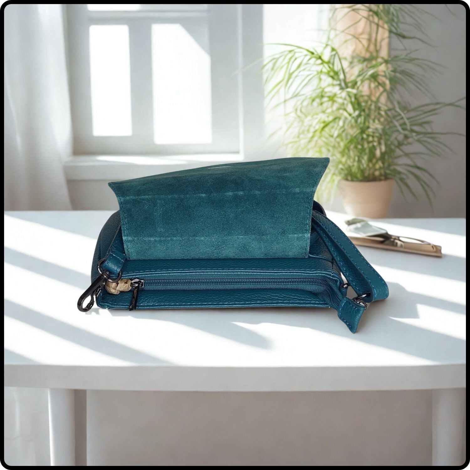 Soft Leather Shoulder Bag - PS249-DARK TEAL
