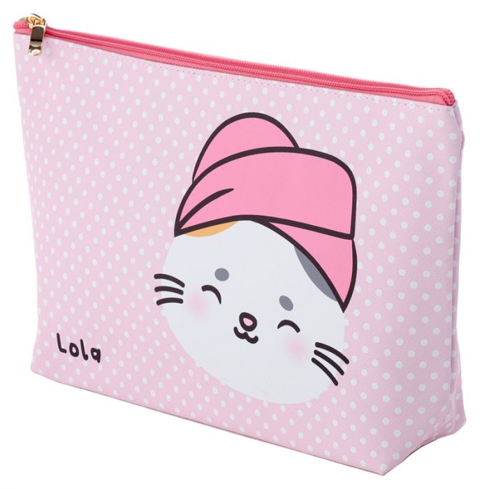 The adorable Lola the Cat large-capacity toiletry bag is perfect for everyday use or for travelling. Made from hard-wearing PVC, it's easy to wipe clean, making it a reliable companion for wherever your journey takes you. Store your makeup, toiletries, and more in this stylish and practical bag.  H:18cm x W:32cm x D:7cm