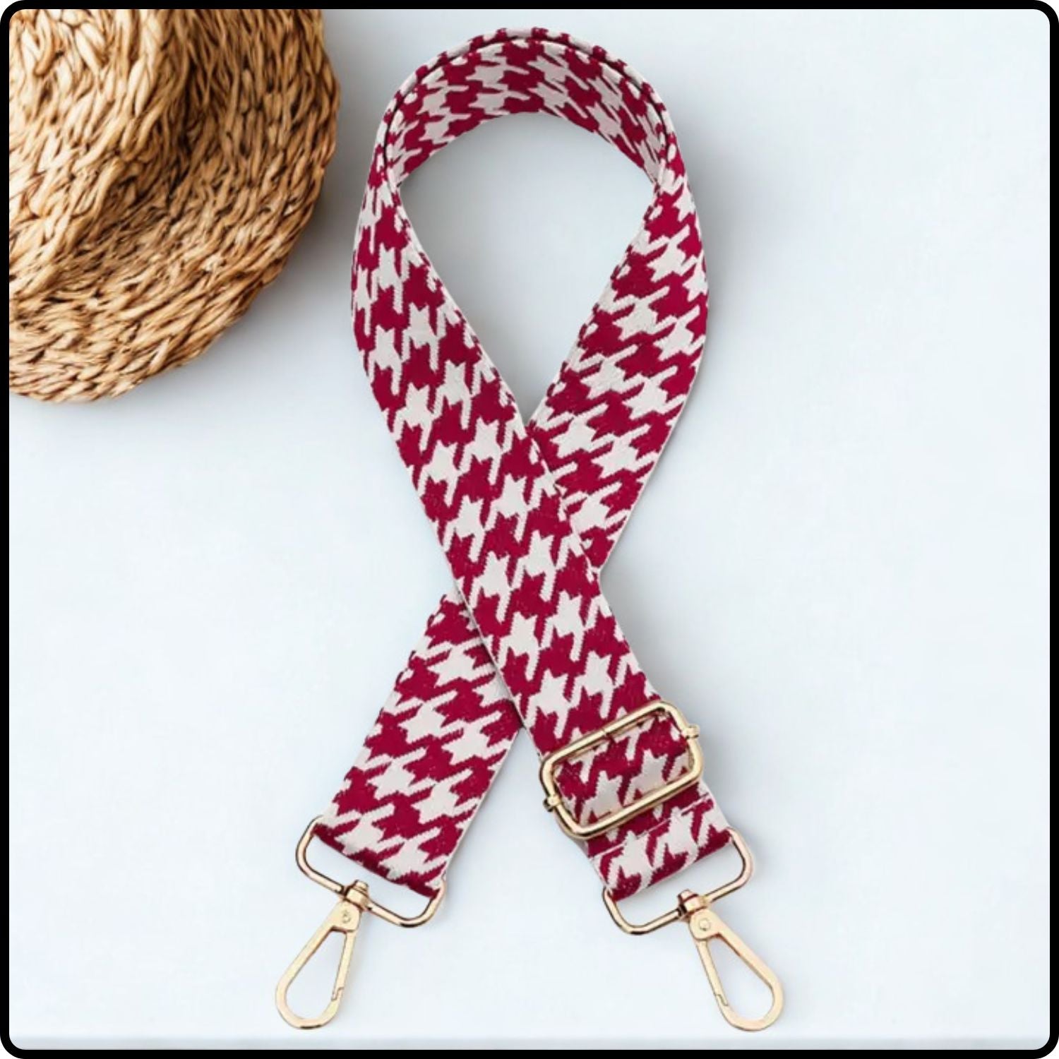 Canvas Bag Strap Dogtooth Pink 3.7cm-GBS-DTPINK