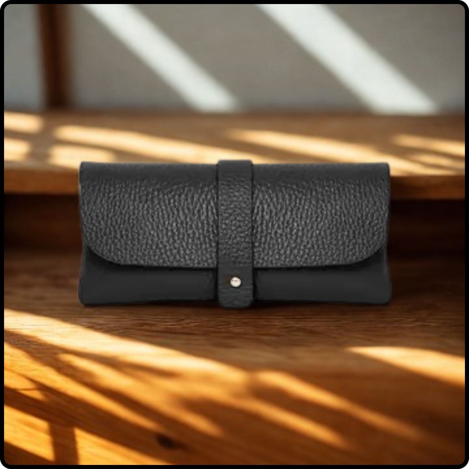 Italian Leather Glasses Pouch -PS554-BLACK