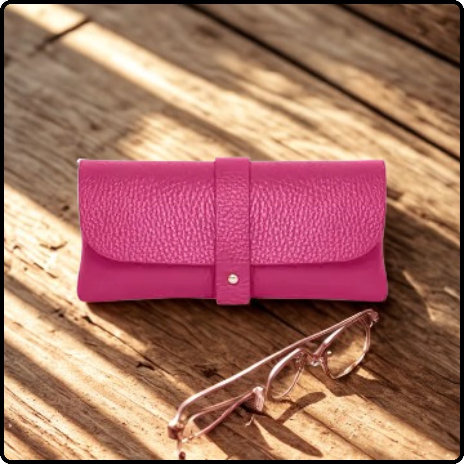 Italian Leather Glasses Pouch -PS554-FUSCHIA