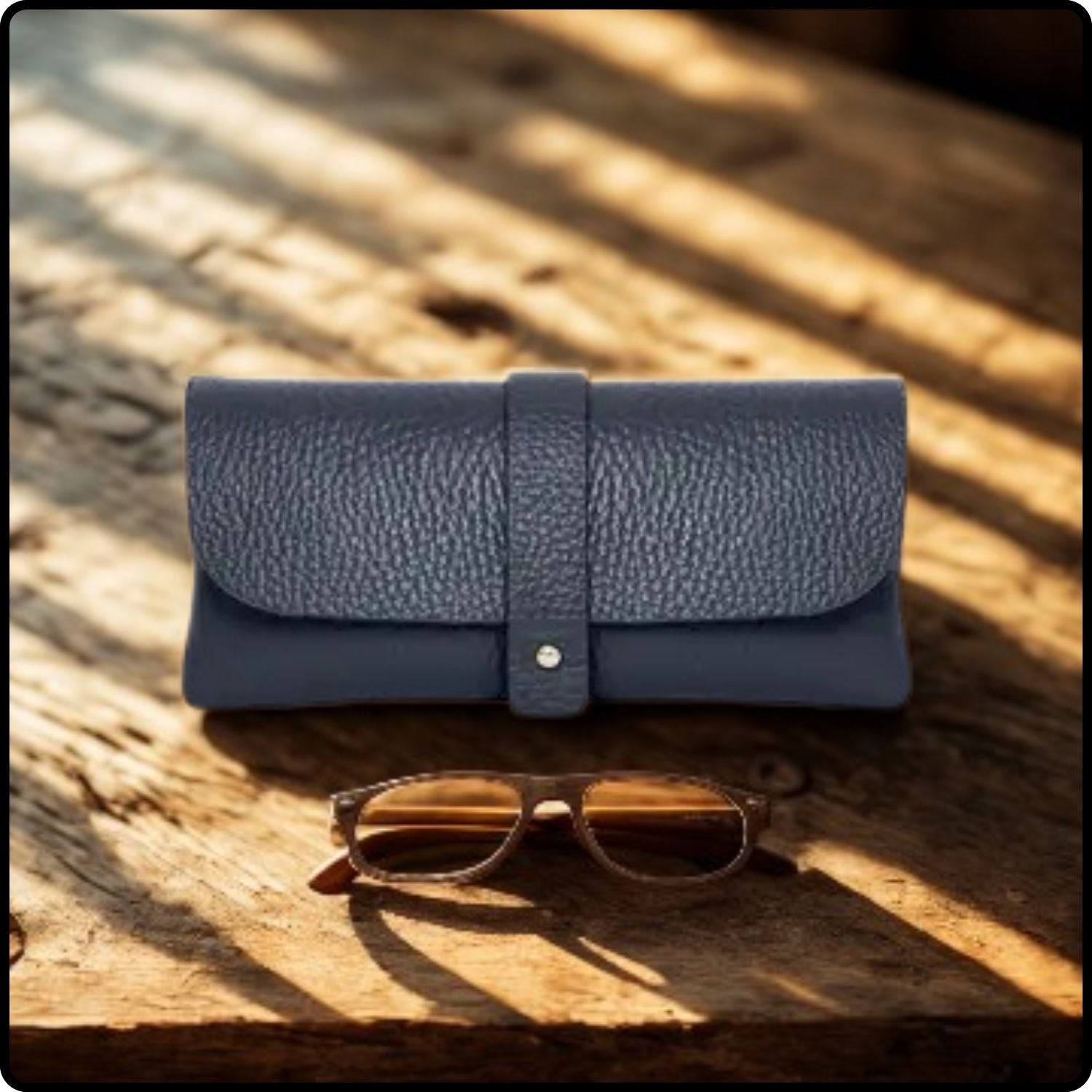 Italian Leather Glasses Pouch -PS554-NAVY