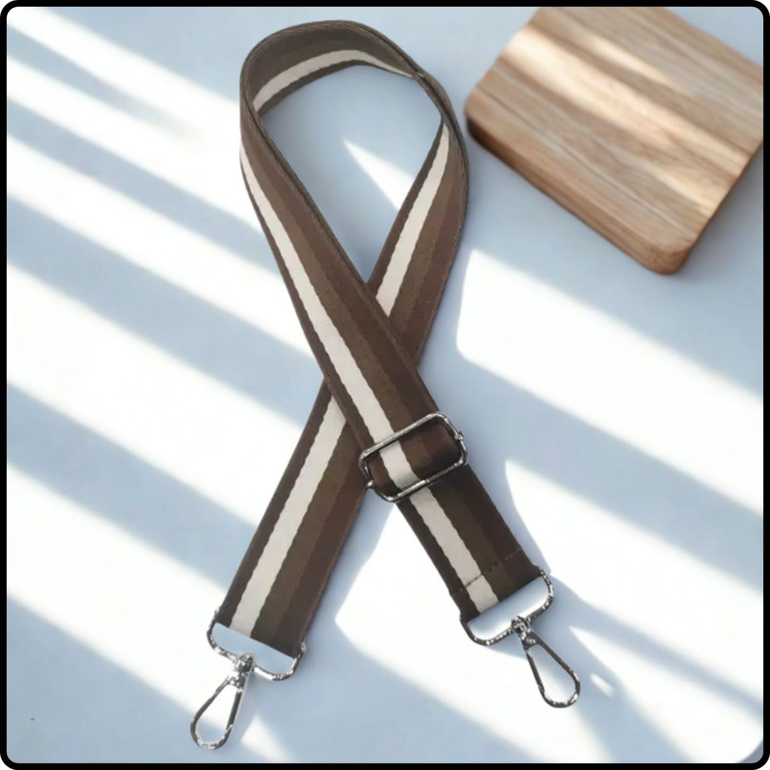 Canvas Bag Strap Stripe Brown 3.8CM-SBS-BROWN