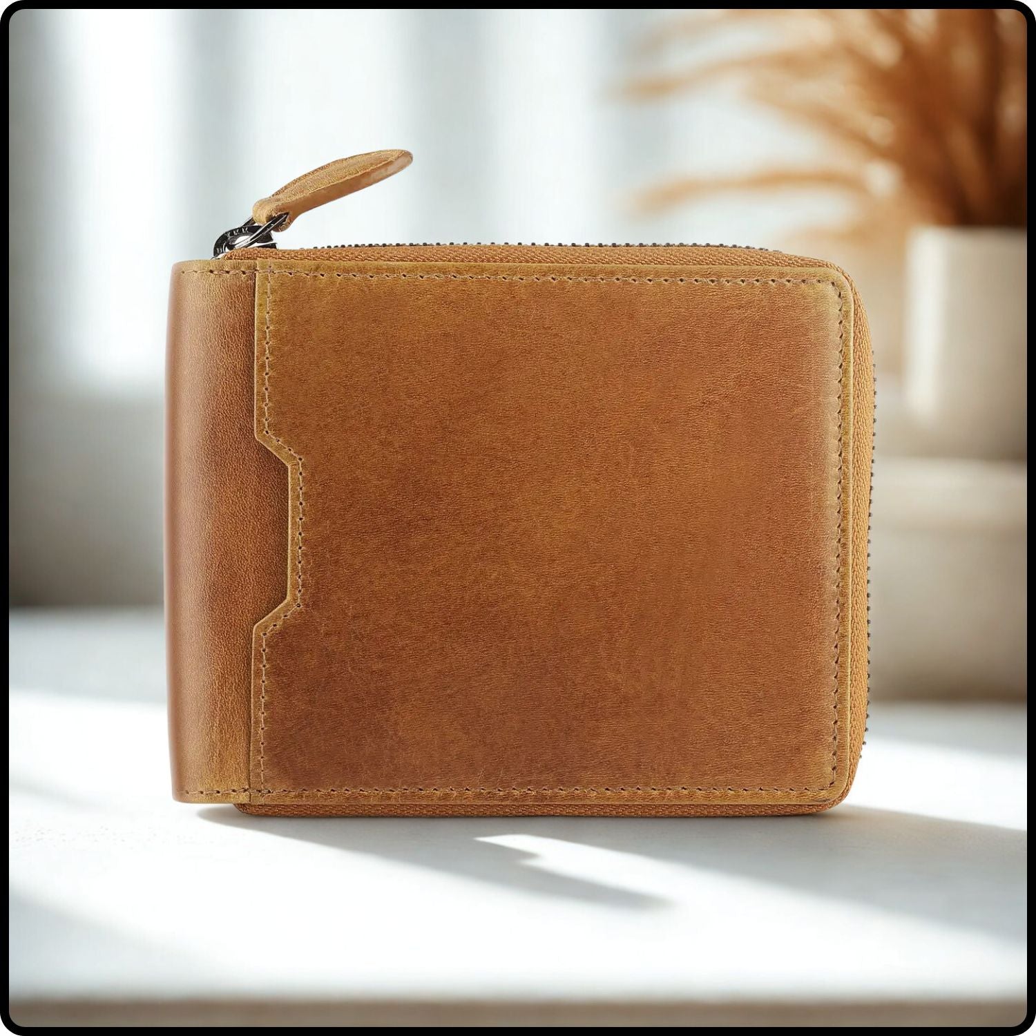 Alperto Leather Zip Around Wallet-4257/Tan