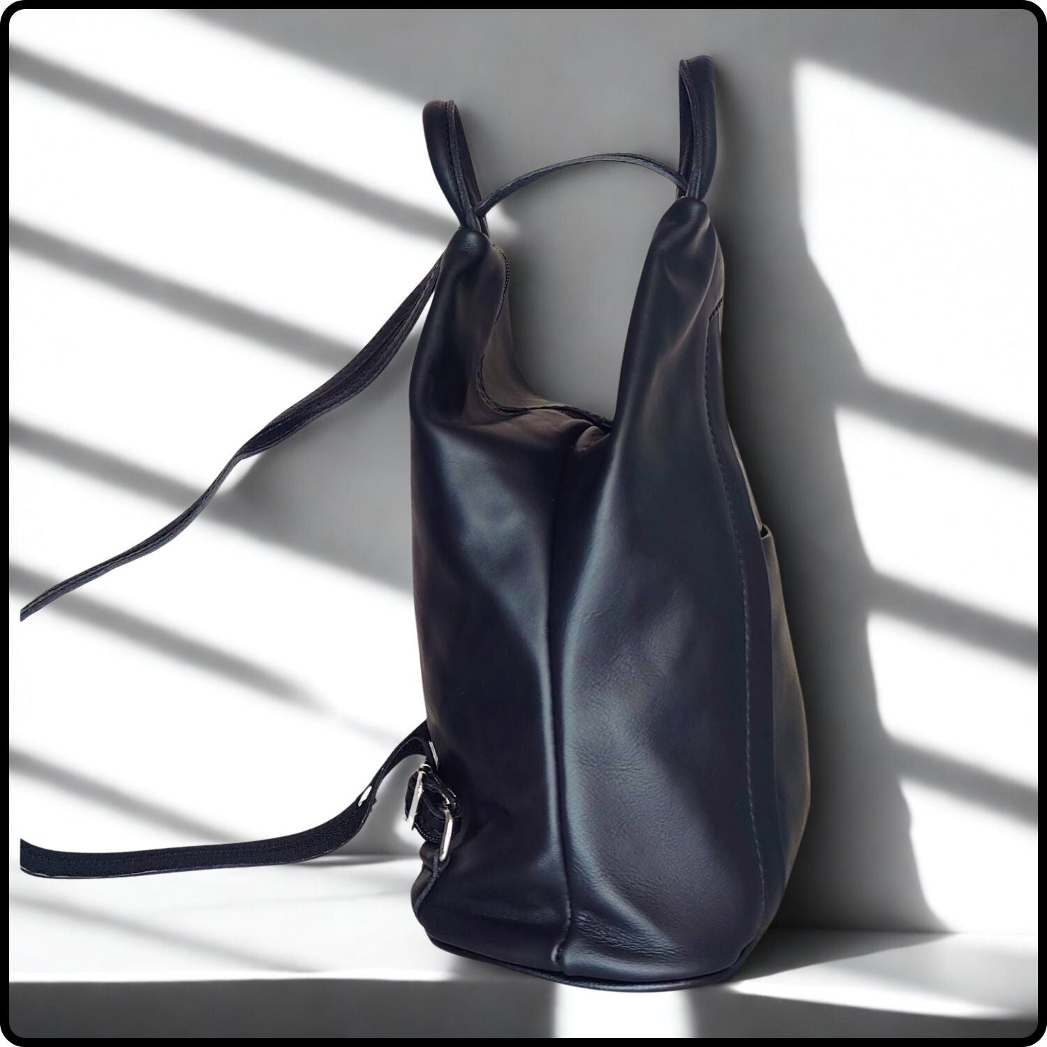 Large Soft Leather Backpack - VPR244-BLACK