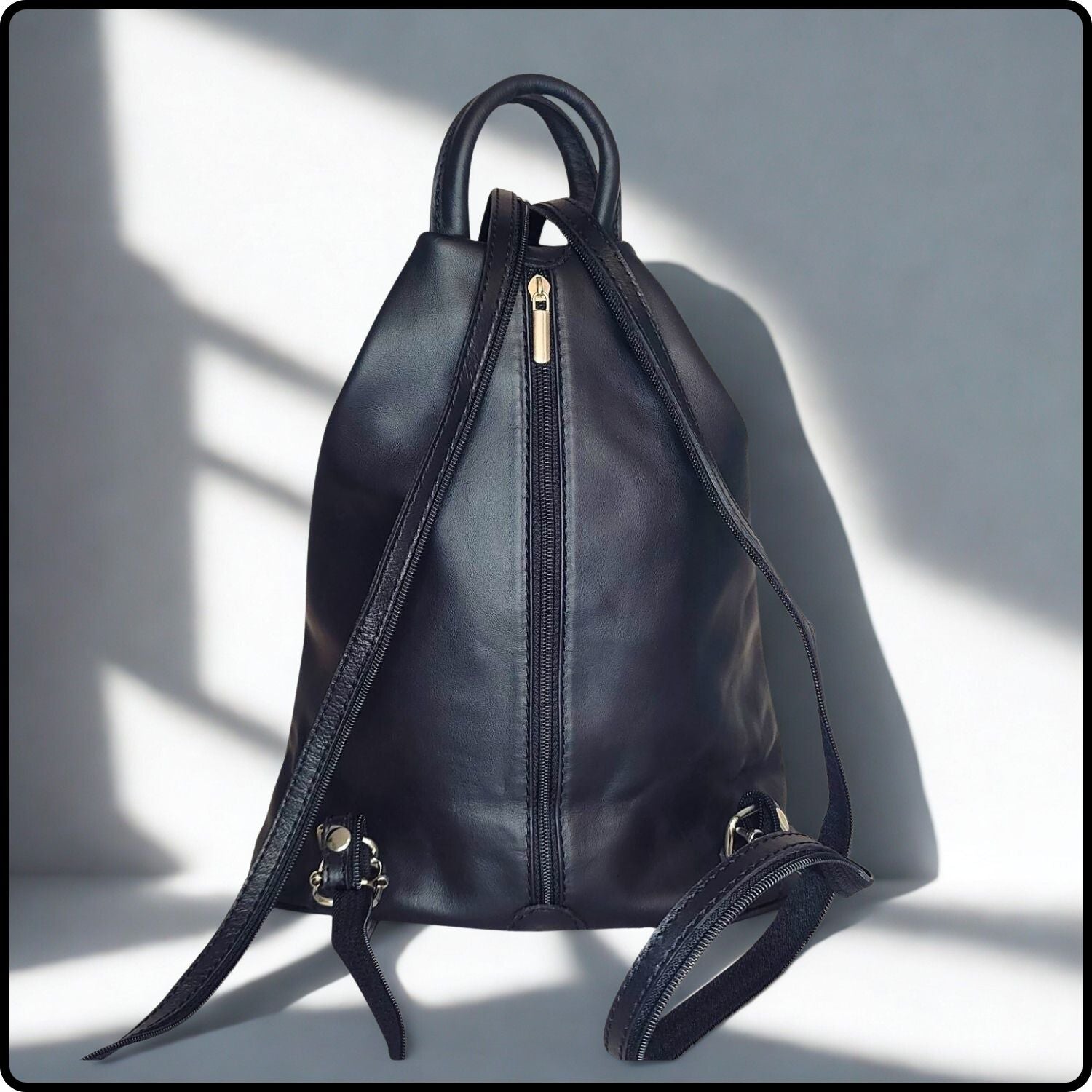 Large Soft Leather Backpack - VPR244-BLACK