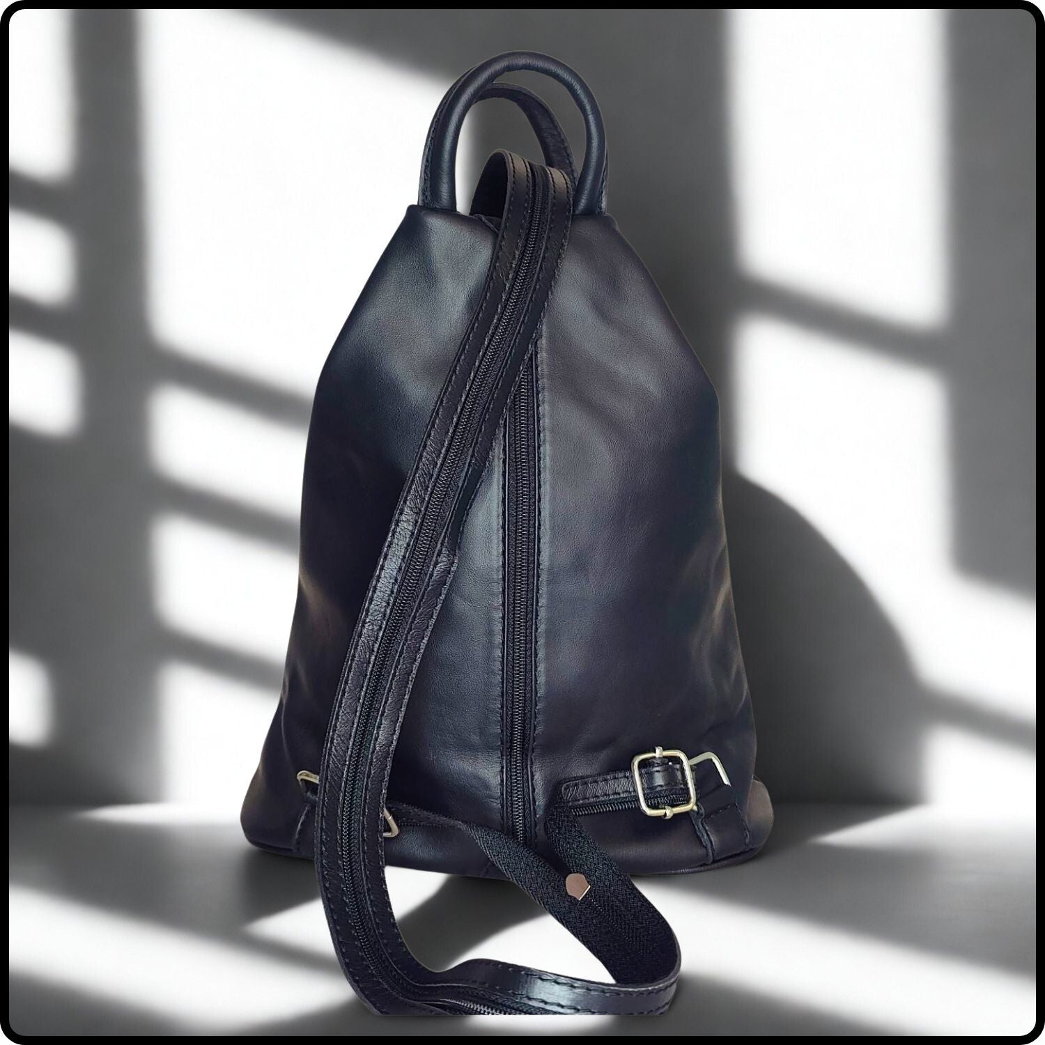Large Soft Leather Backpack - VPR244-BLACK