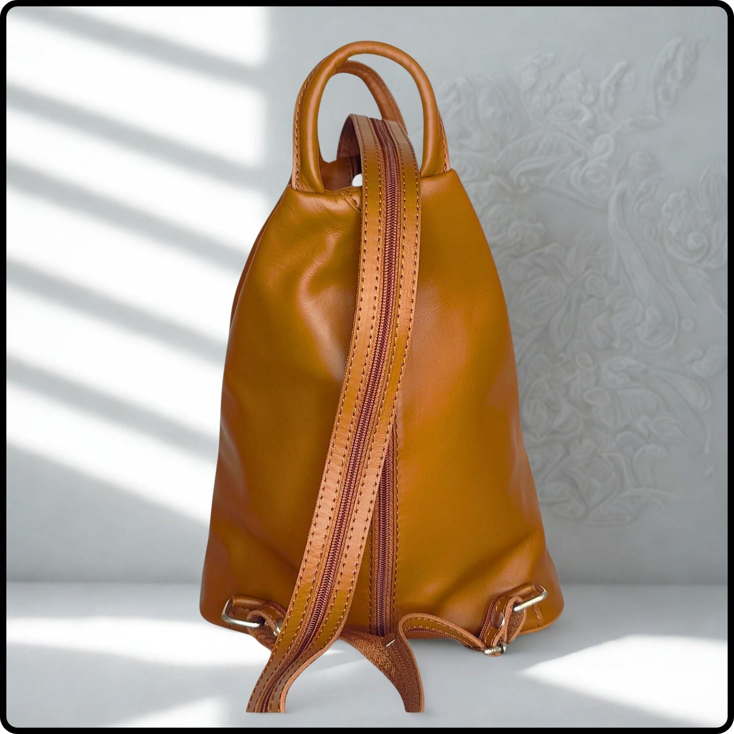 Large Soft Leather Backpack - VPR244-CAMEL