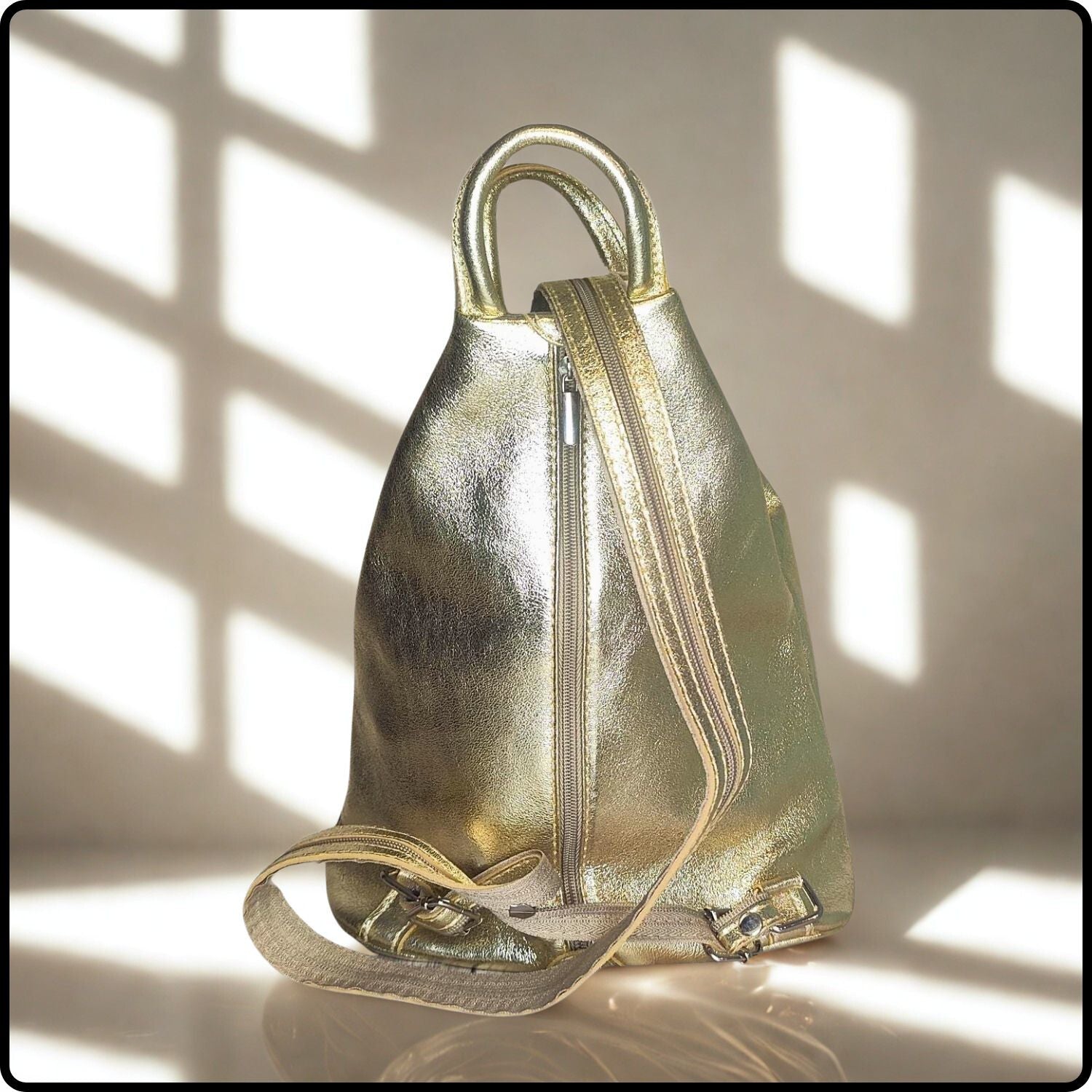 Large Soft Leather Backpack - VPR244-GOLD