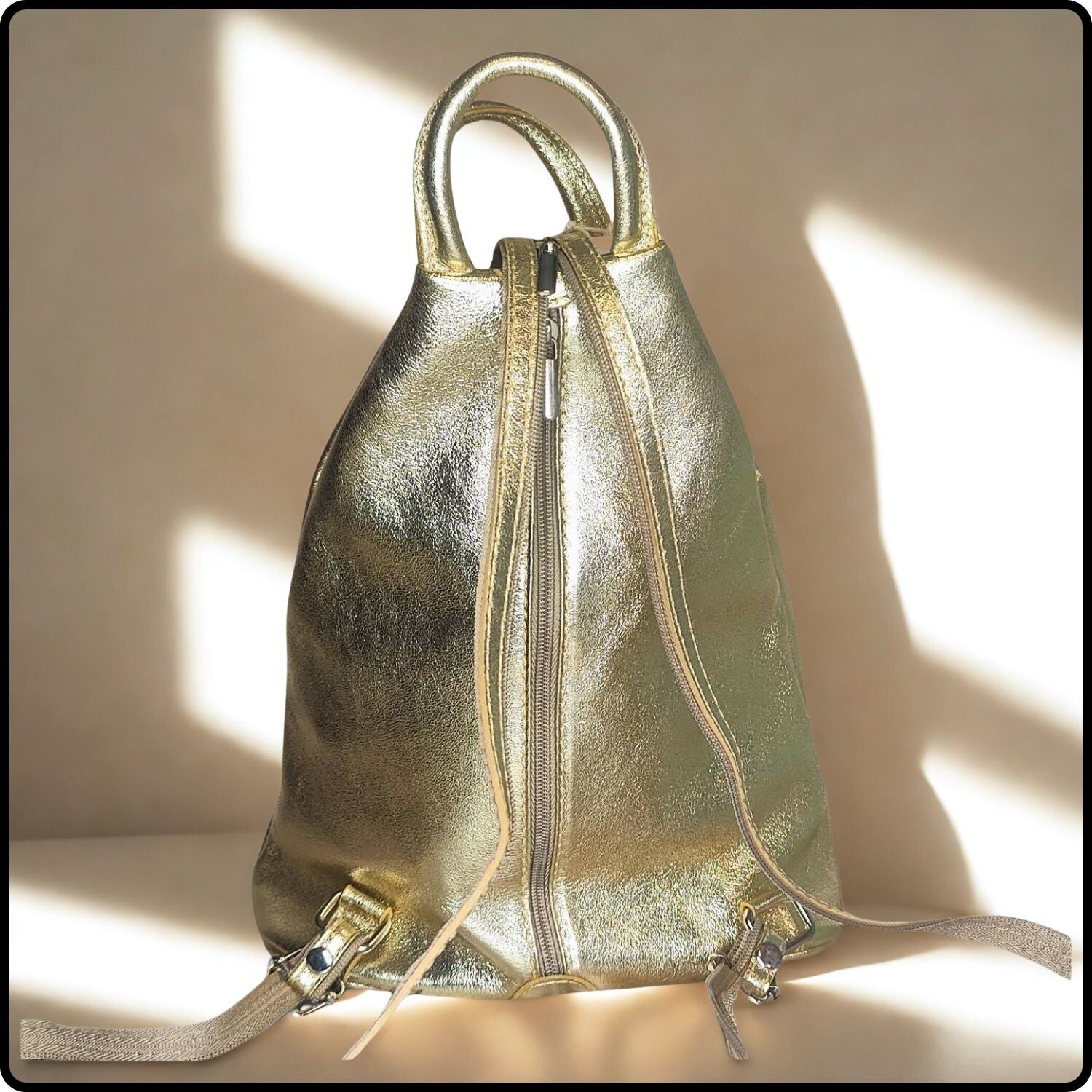 Large Soft Leather Backpack - VPR244-GOLD