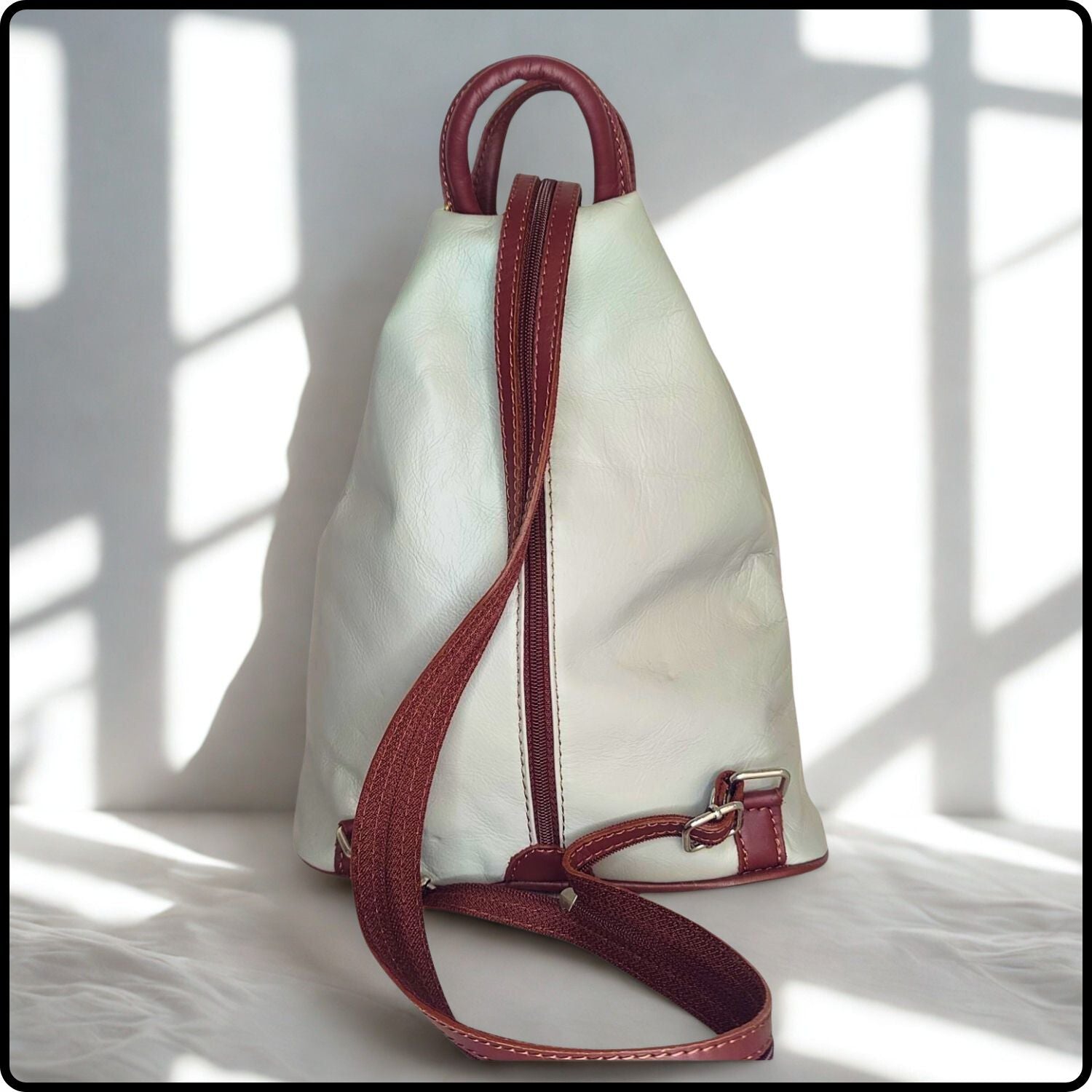 Large Soft Leather Backpack - VPR244-LIGHT GREY/BROWN