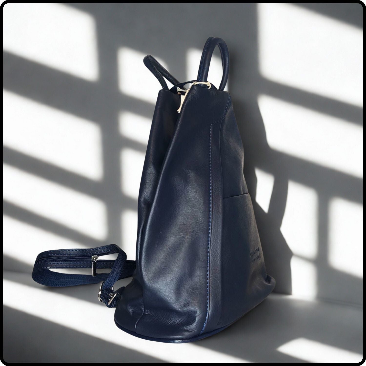 Large Soft Leather Backpack - VPR244-NAVY