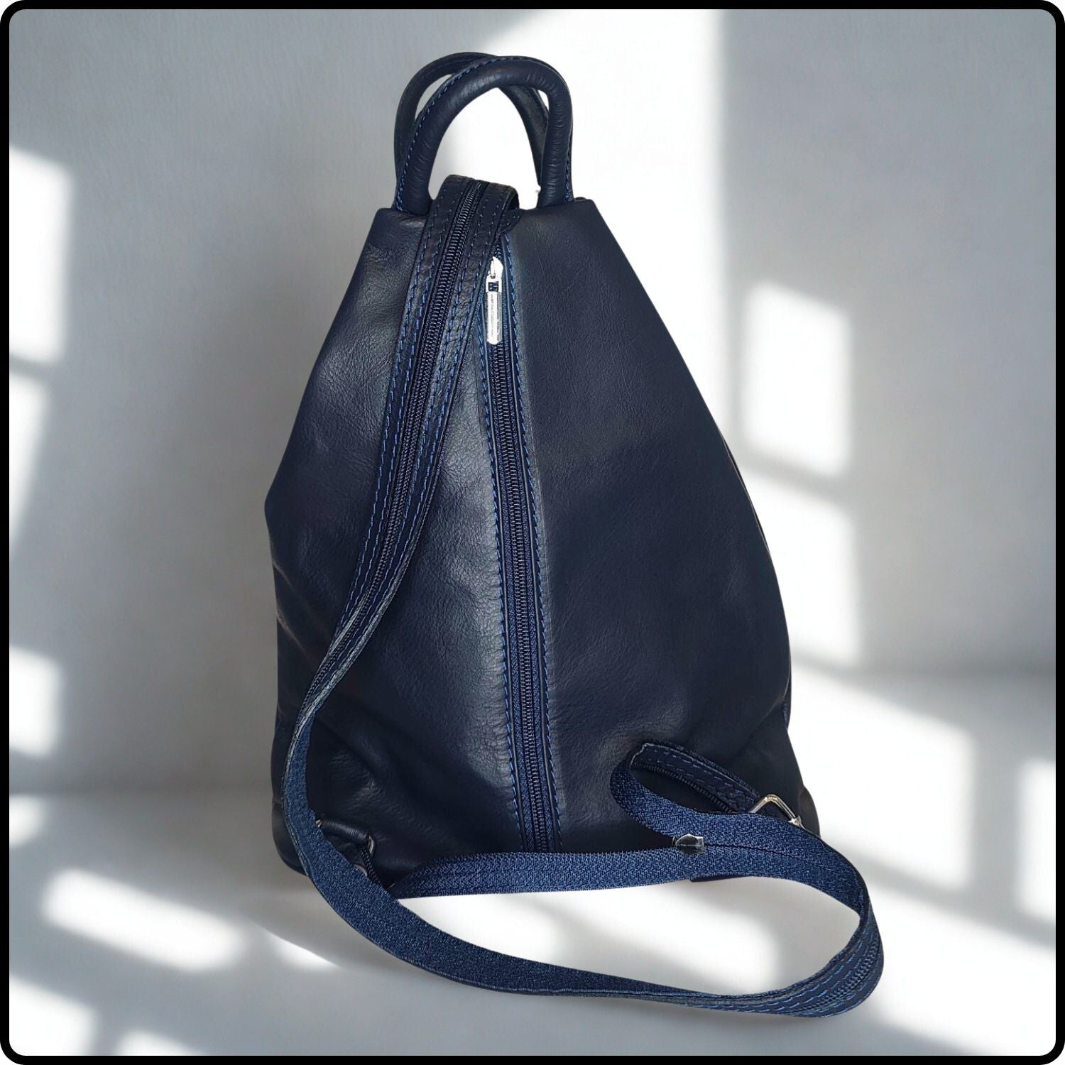 Large Soft Leather Backpack - VPR244-NAVY