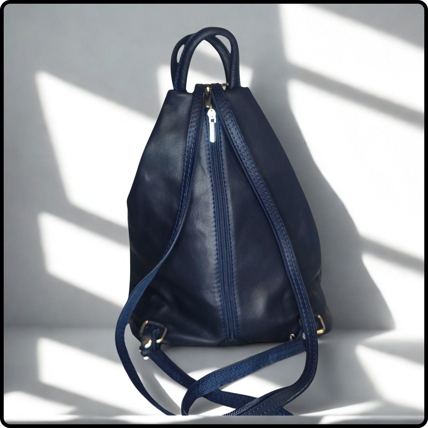 Large Soft Leather Backpack - VPR244-NAVY