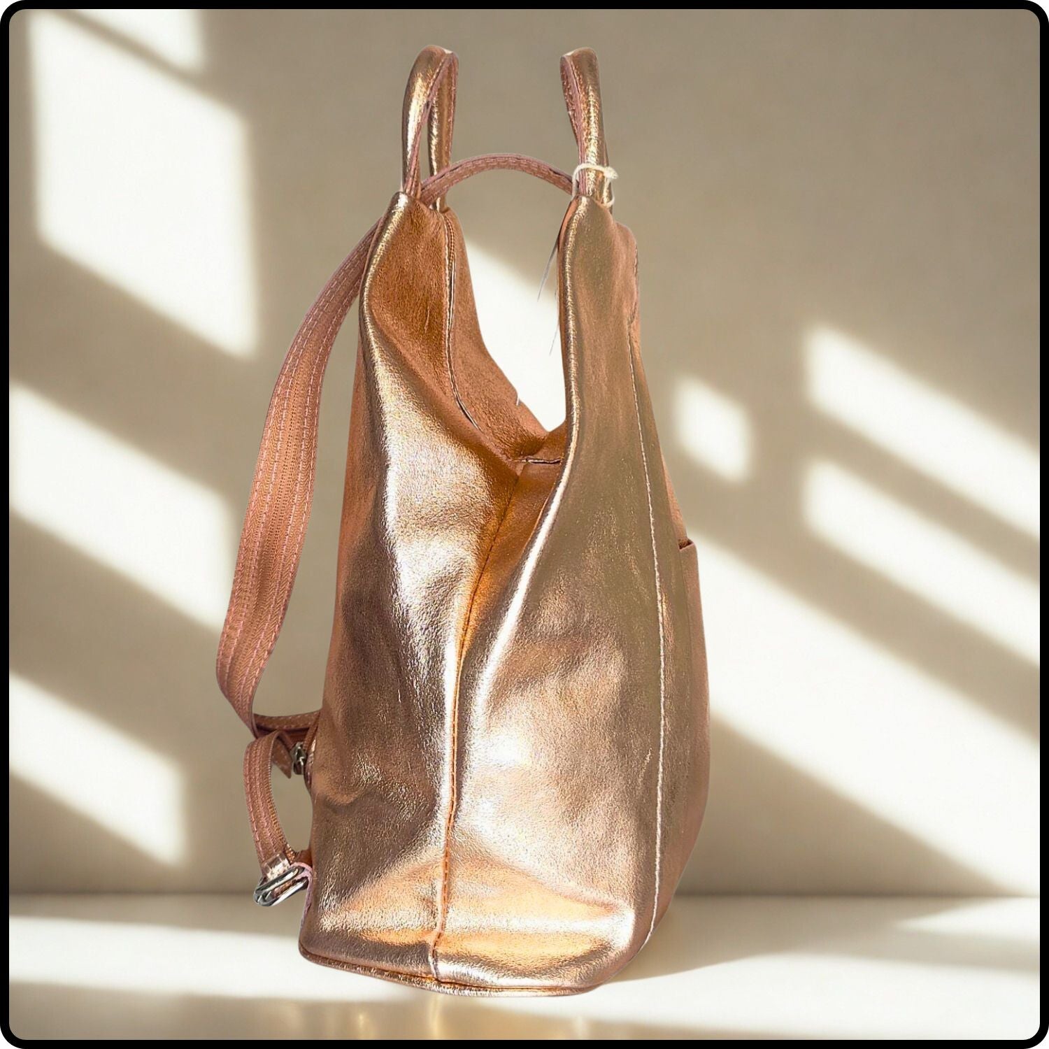 Large Soft Leather Backpack - VPR244-ROSE GOLD