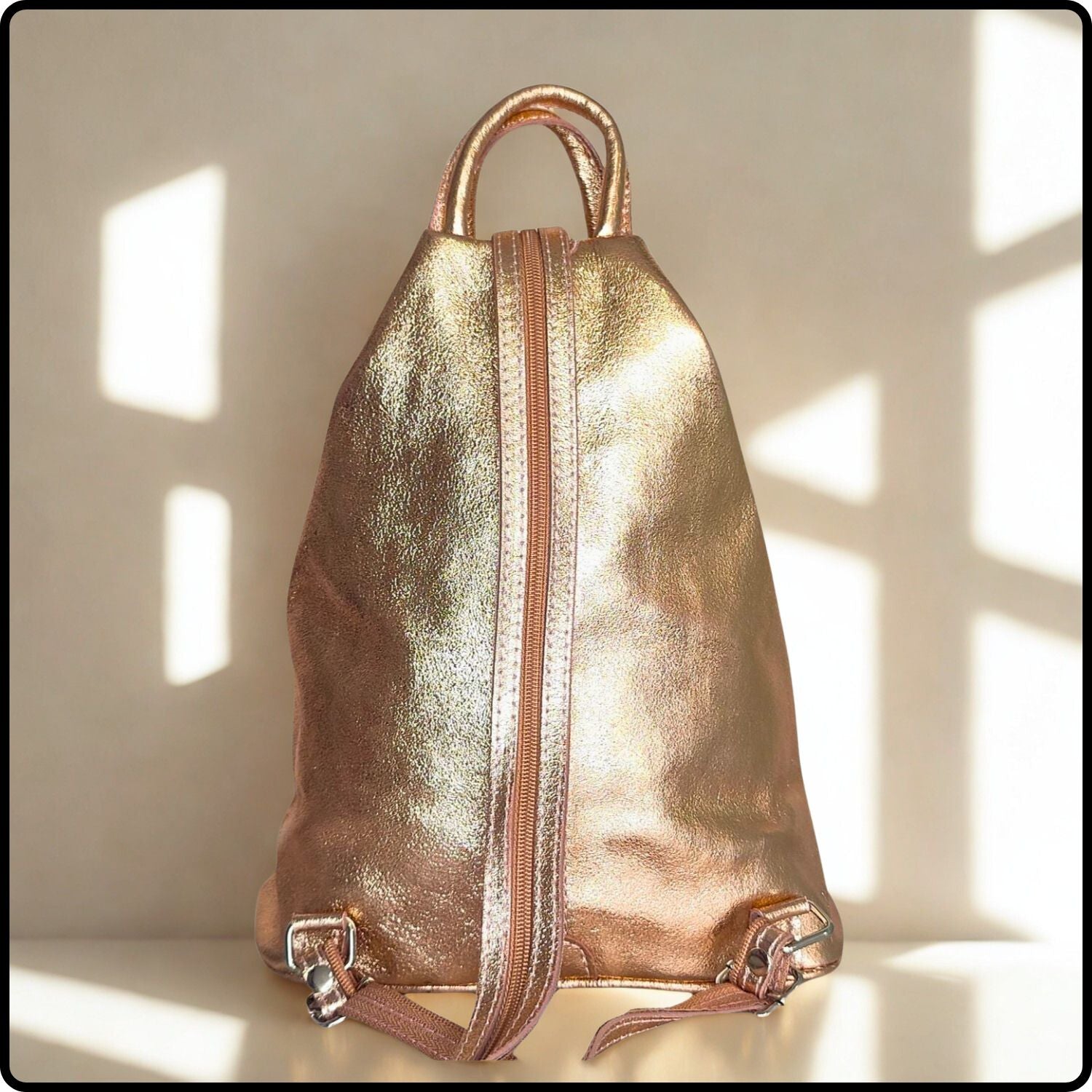 Large Soft Leather Backpack - VPR244-ROSE GOLD
