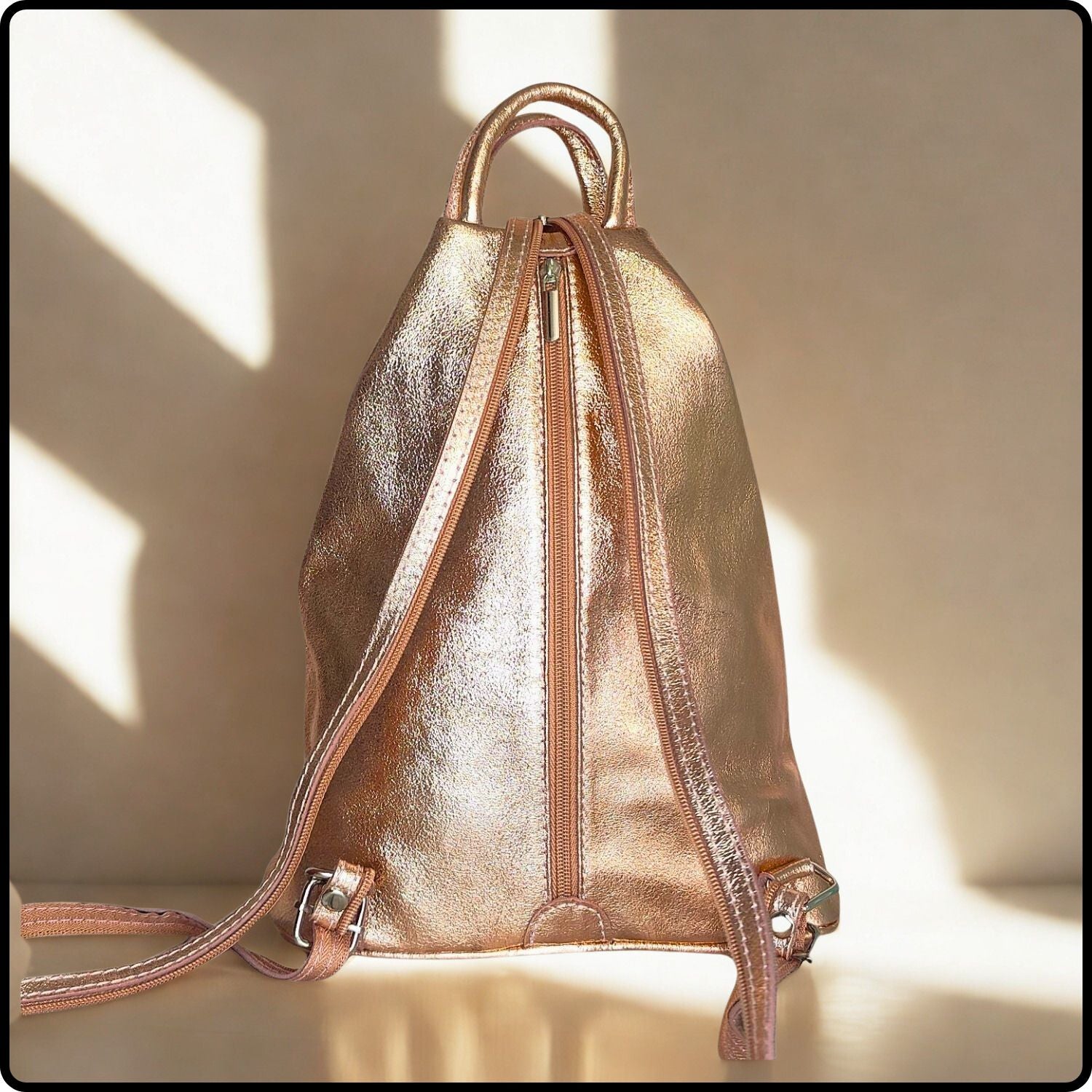 Large Soft Leather Backpack - VPR244-ROSE GOLD