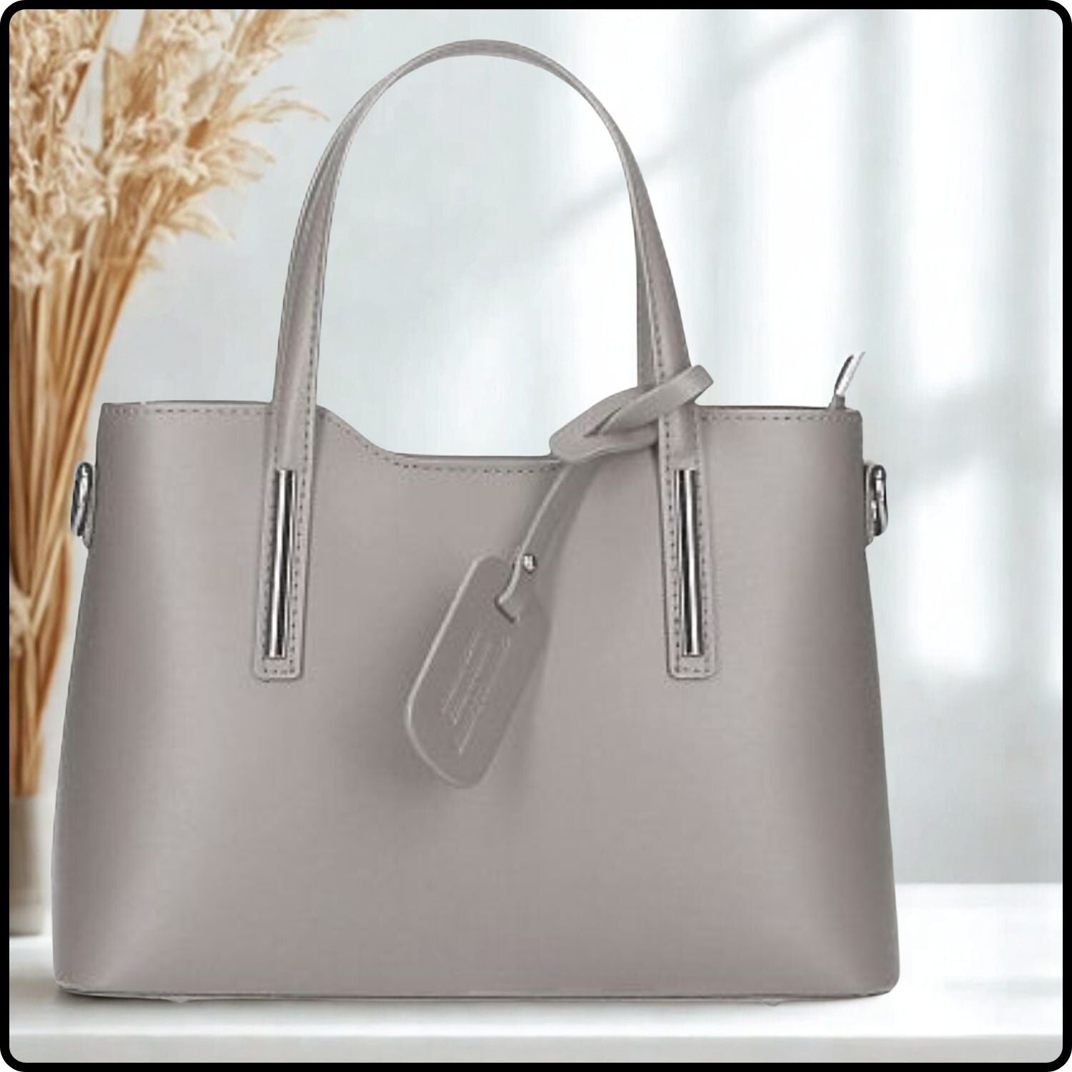 Soft Leather Double Compartment Handbag - M9018/TA-TAUPE