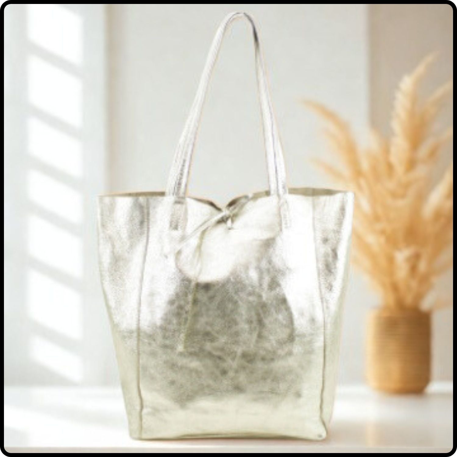 Pebbled Leather Tote Bag - VP8102-GOLD