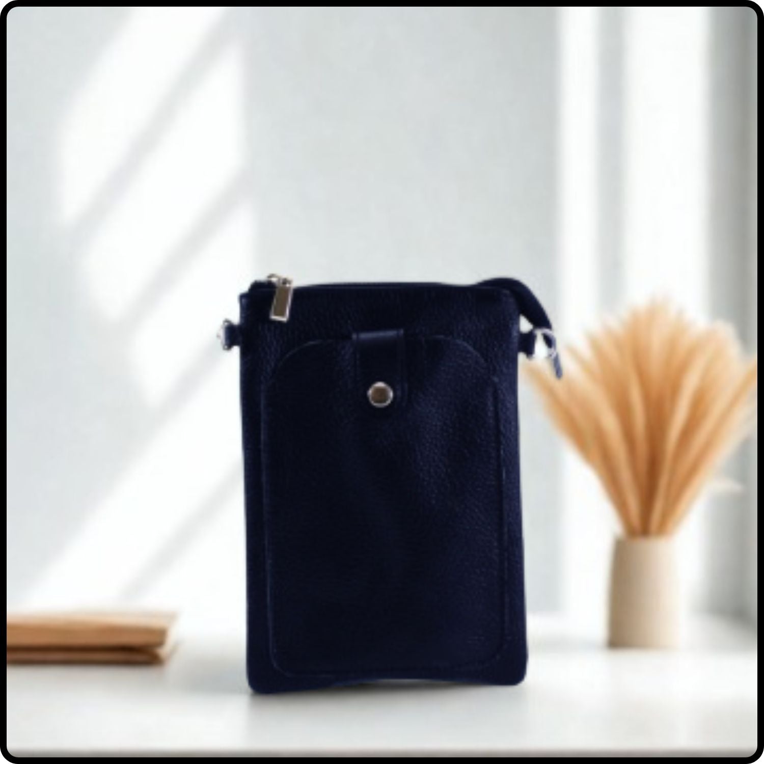 Pebbled Leather Mini Bag - VP9-NAVY