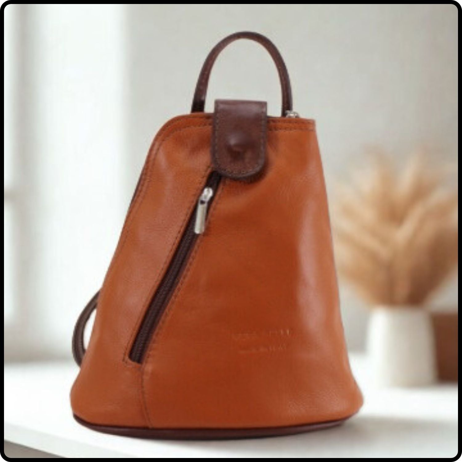 Small Soft Leather Backpack - VPB14-TAN/BROWN