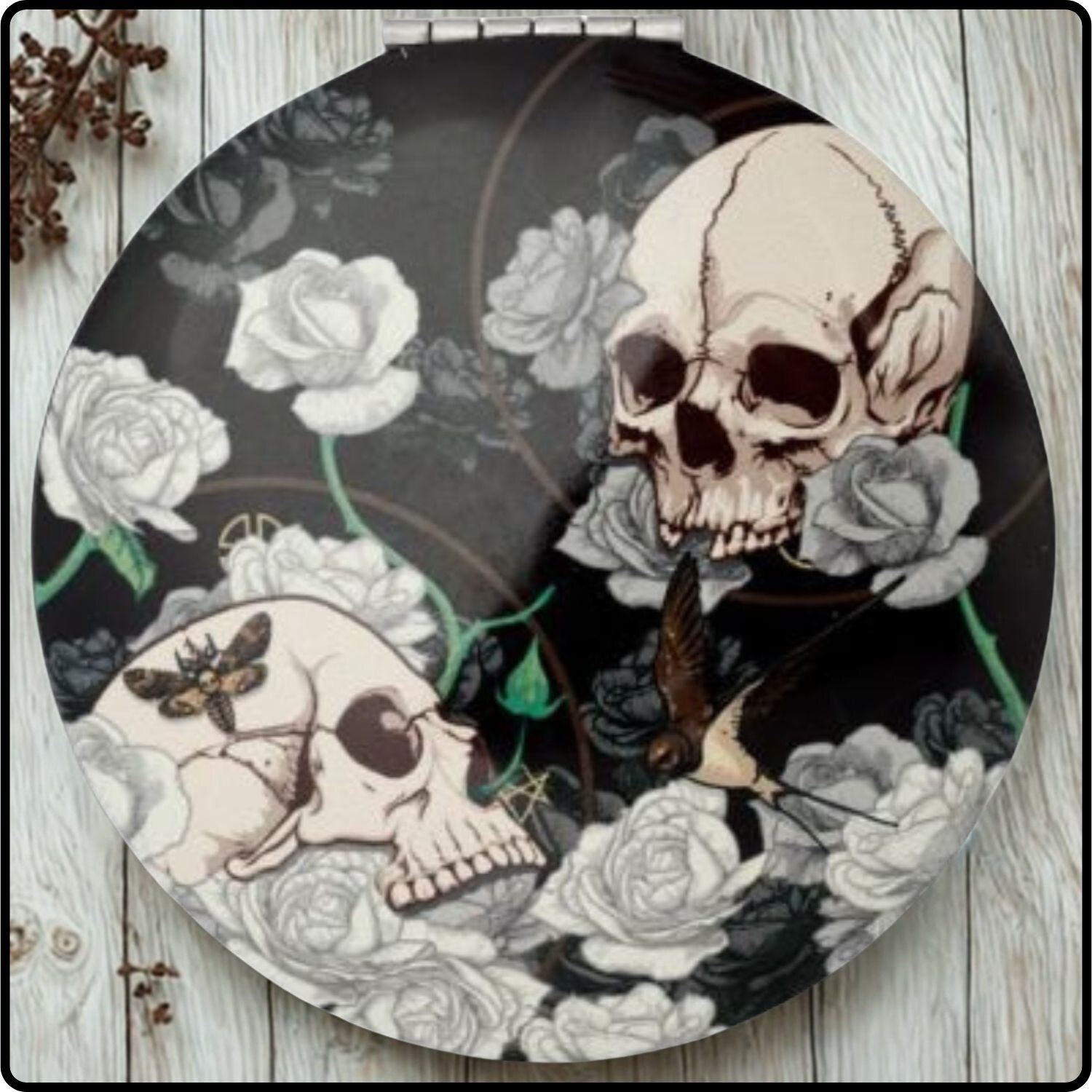 Skulls and Roses Compact Mirror - MIRR62/SKB