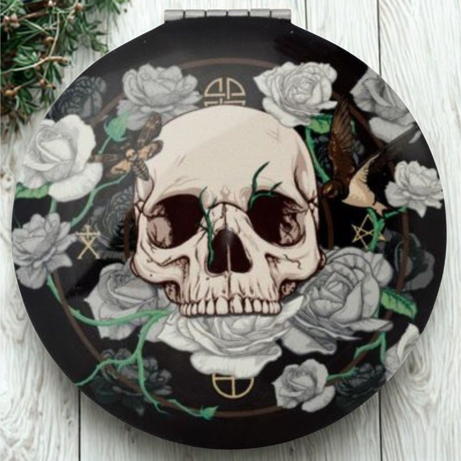 Skulls and Roses Compact Mirror - MIRR62/B