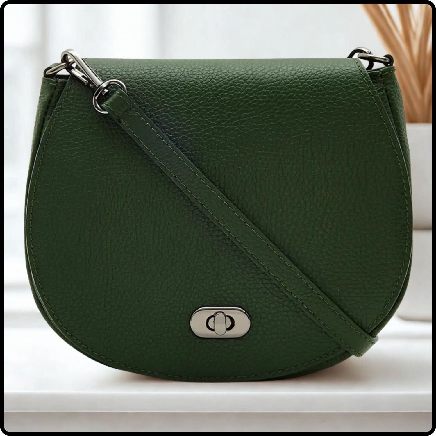 Soft Leather Shoulder Bag - PS249-DARK GREEN