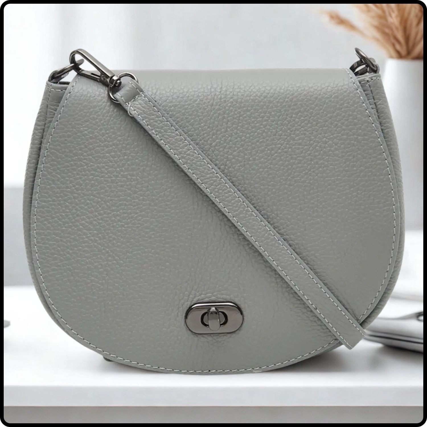 Soft Leather Shoulder Bag - PS249-LIGHT GREY