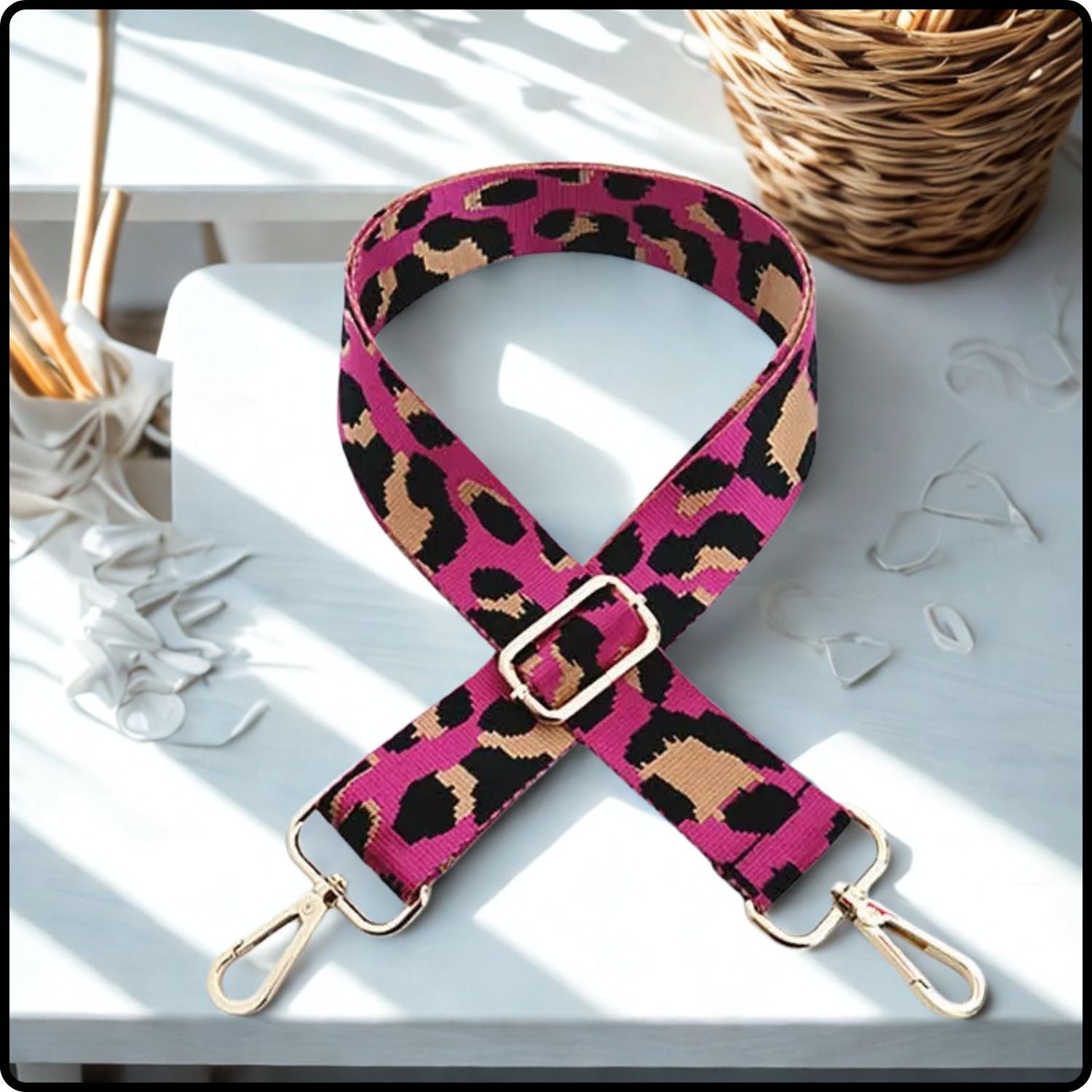 Canvas Bag Strap 3.8CM Leopard - GBS-PINK